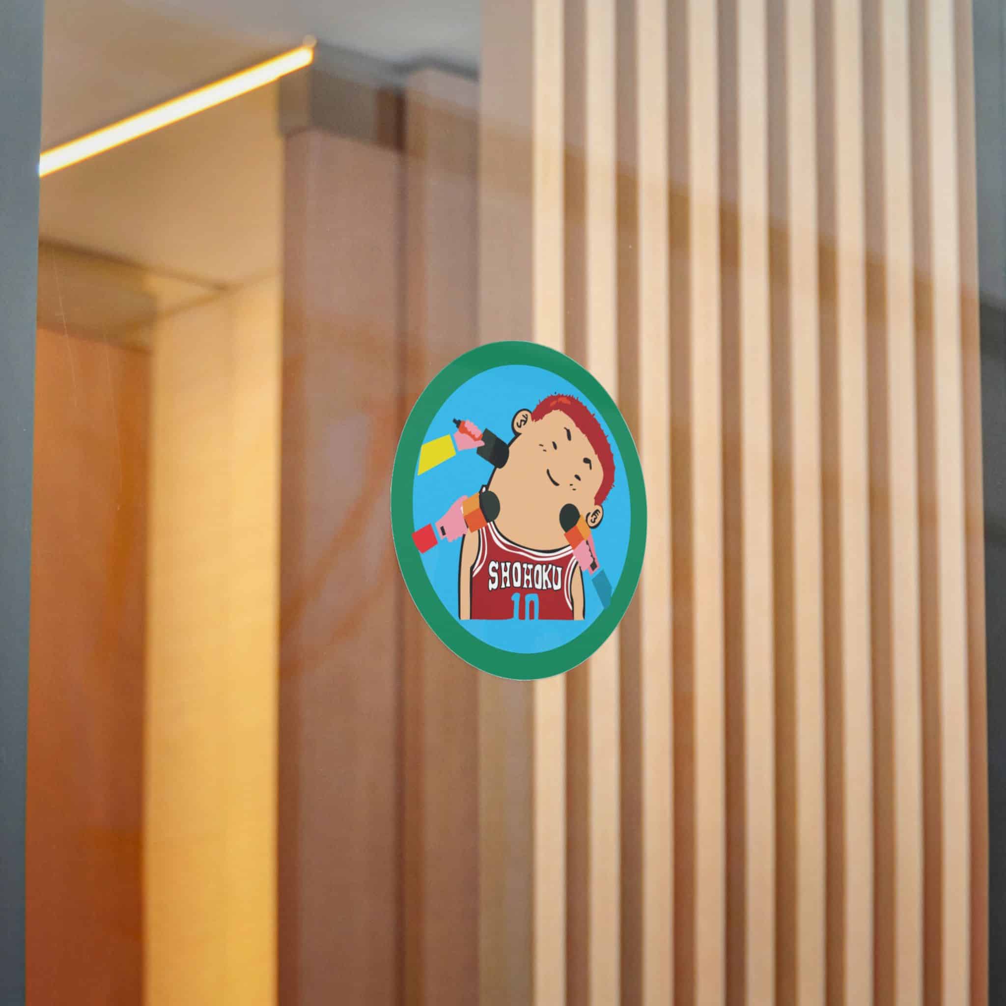 Picture Boy With Red Headband Blue Circle With Word Sushi It Die Cut Stickers Dtf - Image 20