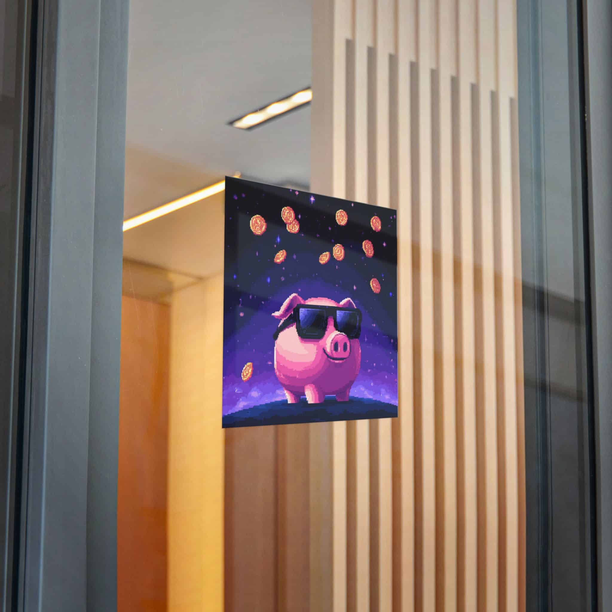 Retro Pixel Piggy Bank Cosmic Coin Shower (4) Die Cut Stickers Dtf - Image 26