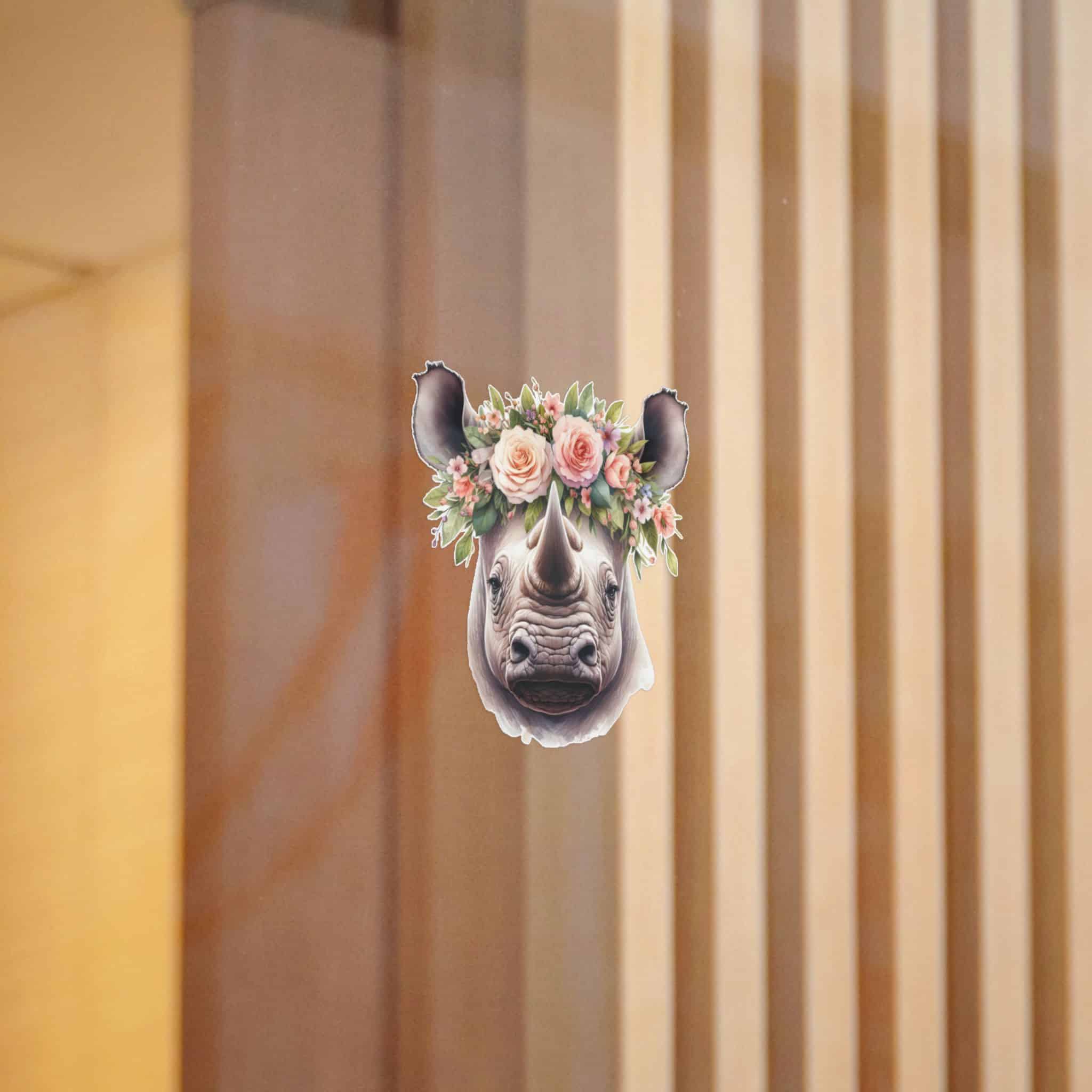 Floral Crown Rhino Die Cut Stickers Dtf - Image 4