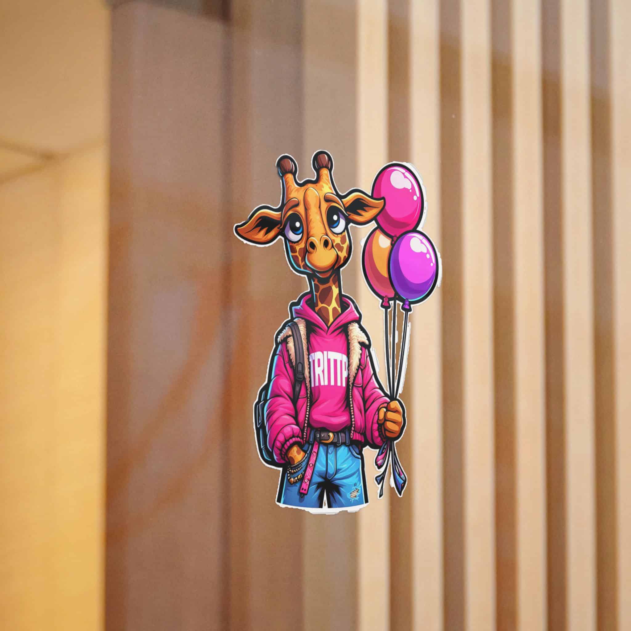 Vector Cartoon Giraffe Pink Jacket With Pink Balloons Tshirt Art Die Cut Stickers Dtf - Image 12
