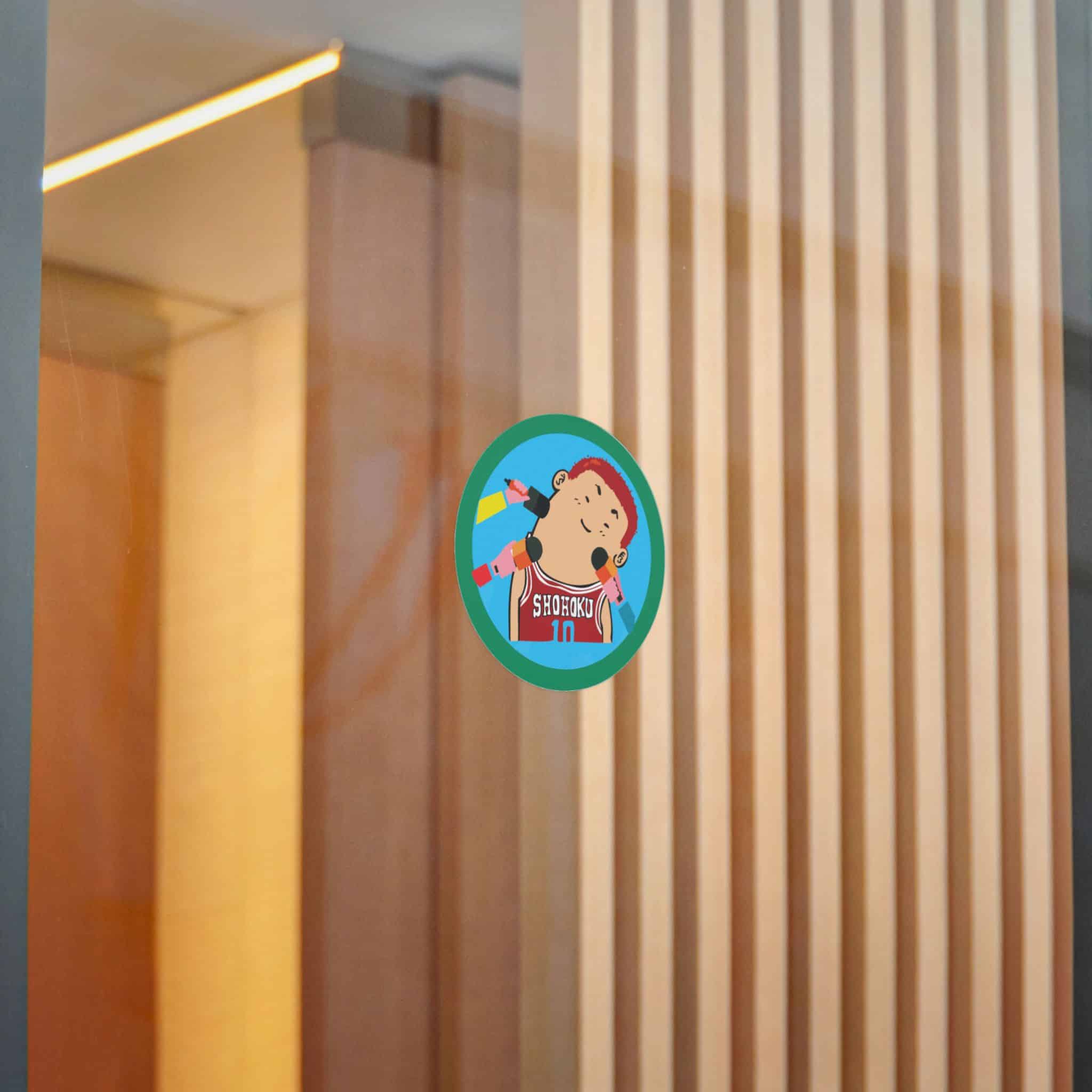 Picture Boy With Red Headband Blue Circle With Word Sushi It Die Cut Stickers Dtf - Image 14