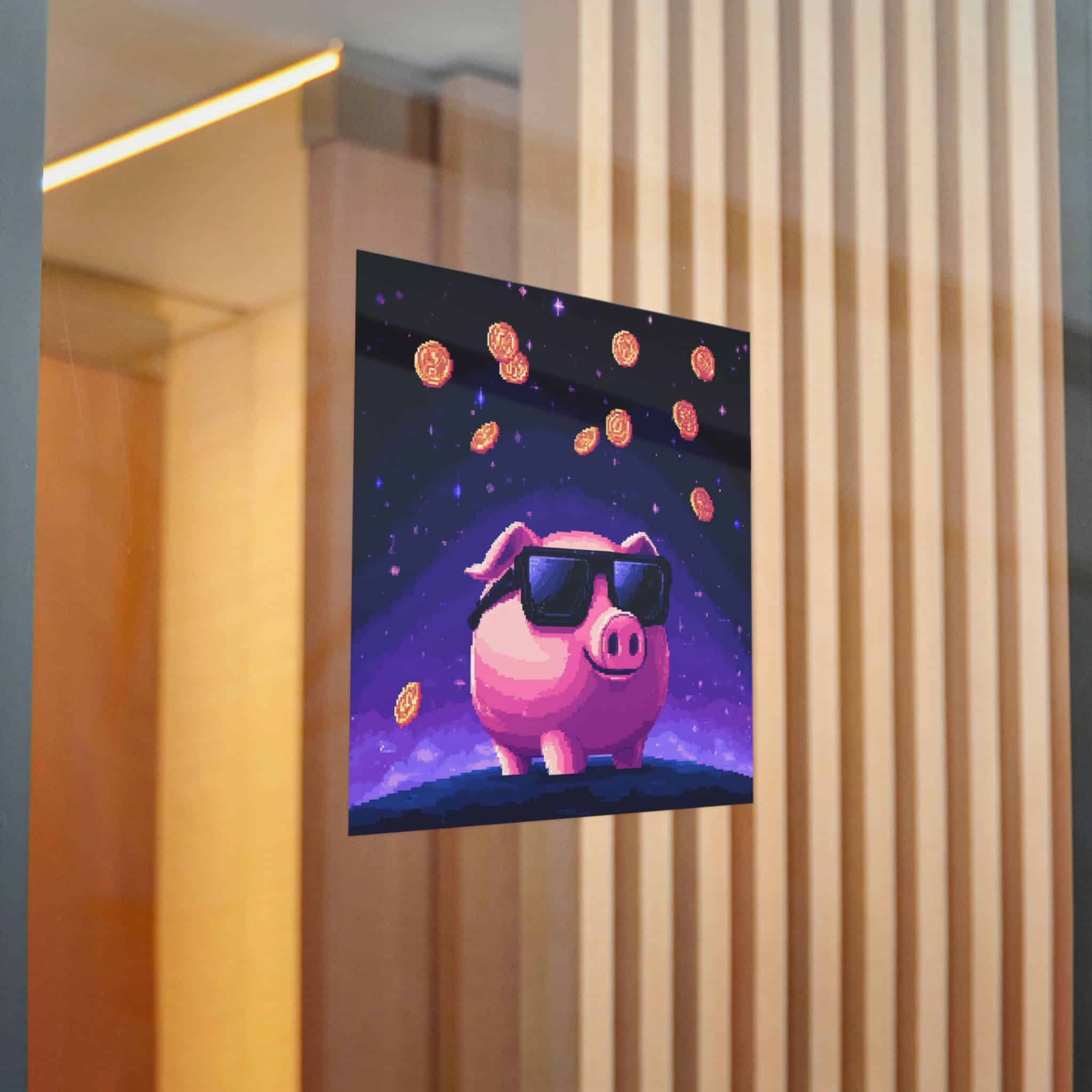Retro Pixel Piggy Bank Cosmic Coin Shower (4) Die Cut Stickers Dtf - Image 20
