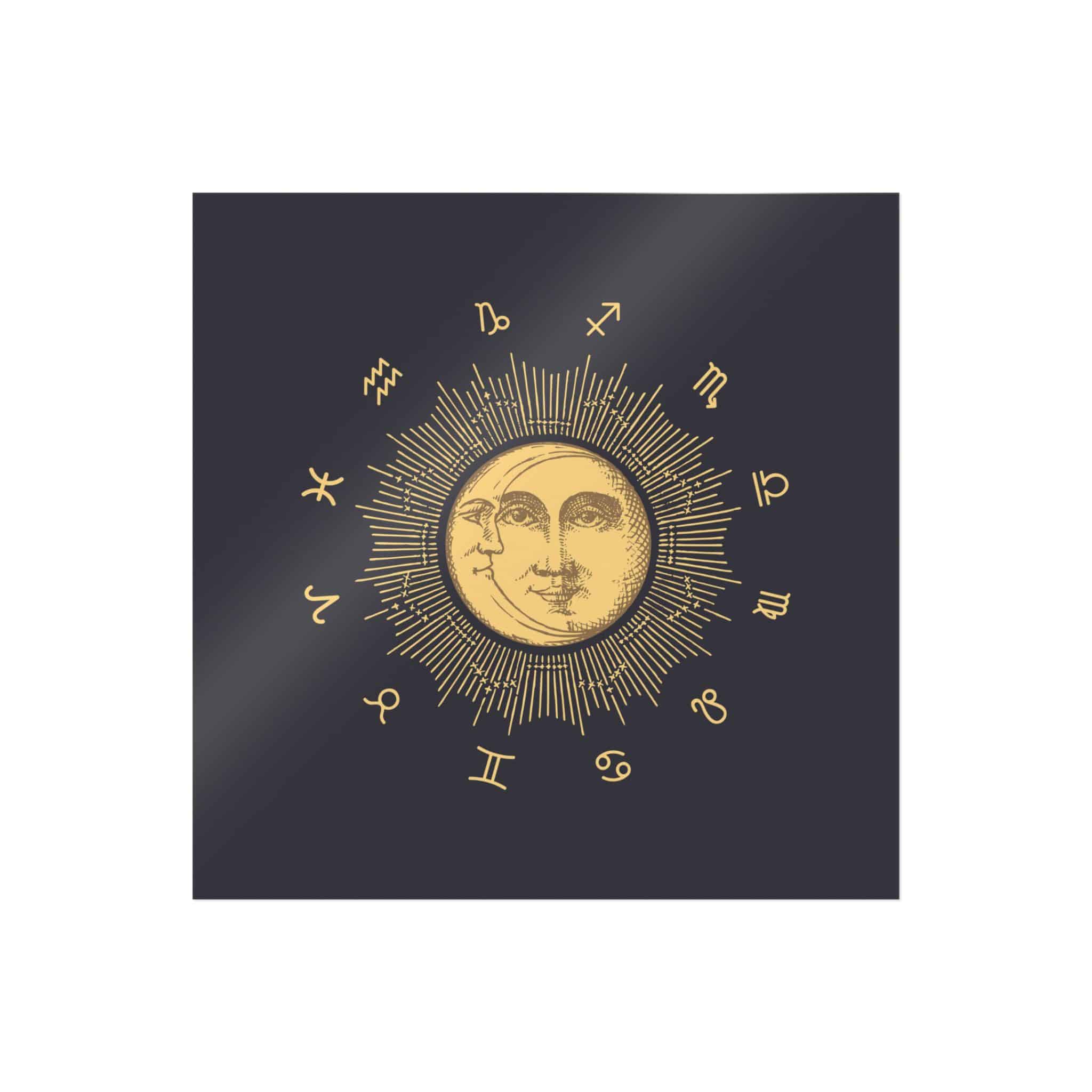 Zodiac Circle With Sun Crescent Drawing Die Cut Stickers Dtf - Image 11