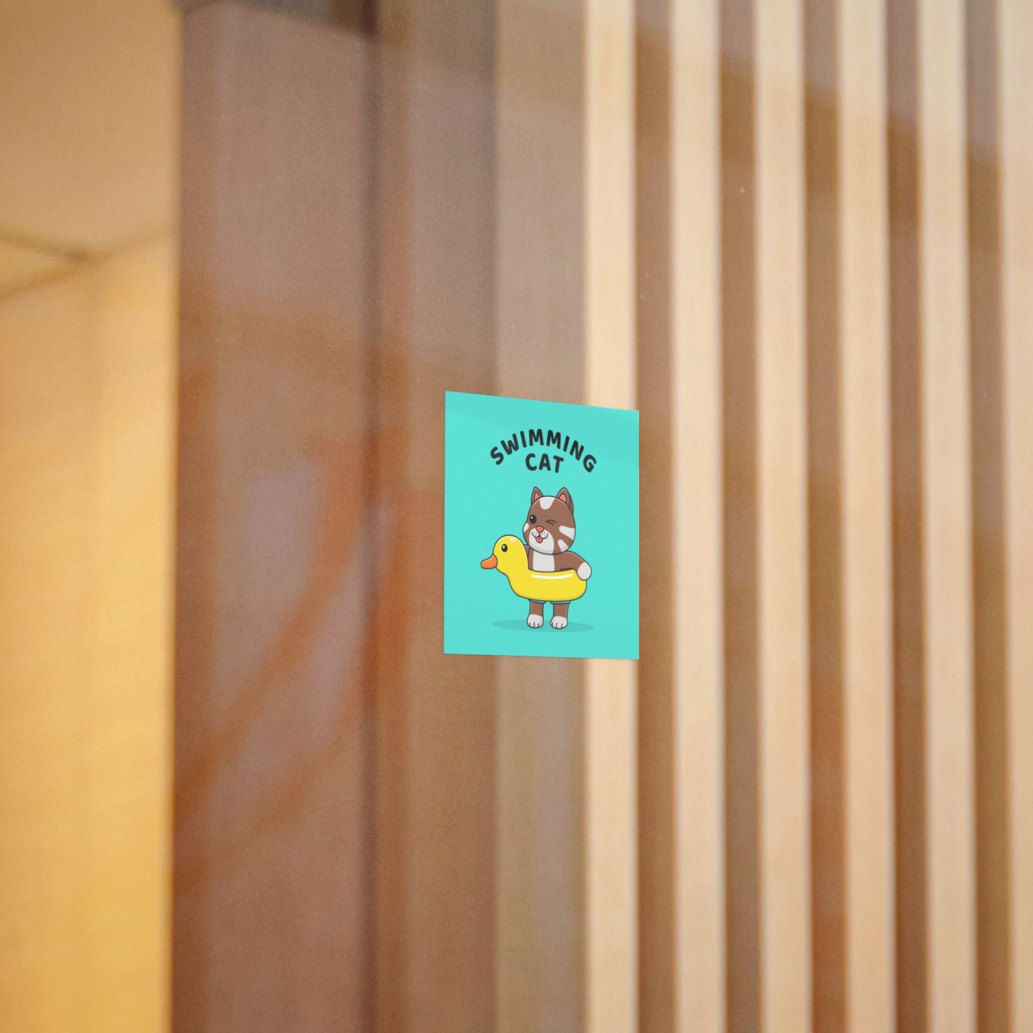 Cute Cat With Rubber Duck Float Die Cut Stickers Dtf - Image 8
