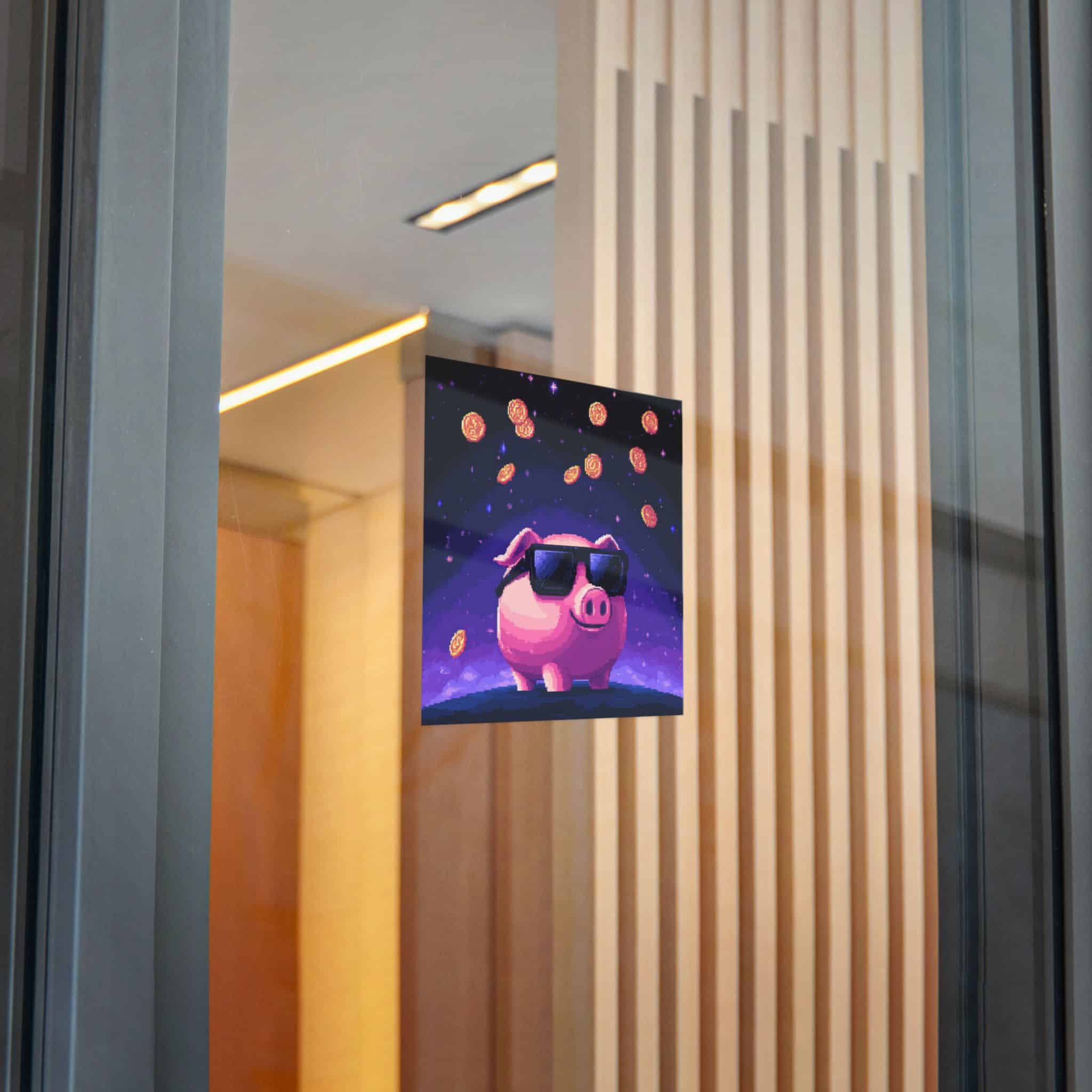 Retro Pixel Piggy Bank Cosmic Coin Shower (4) Die Cut Stickers Dtf - Image 24