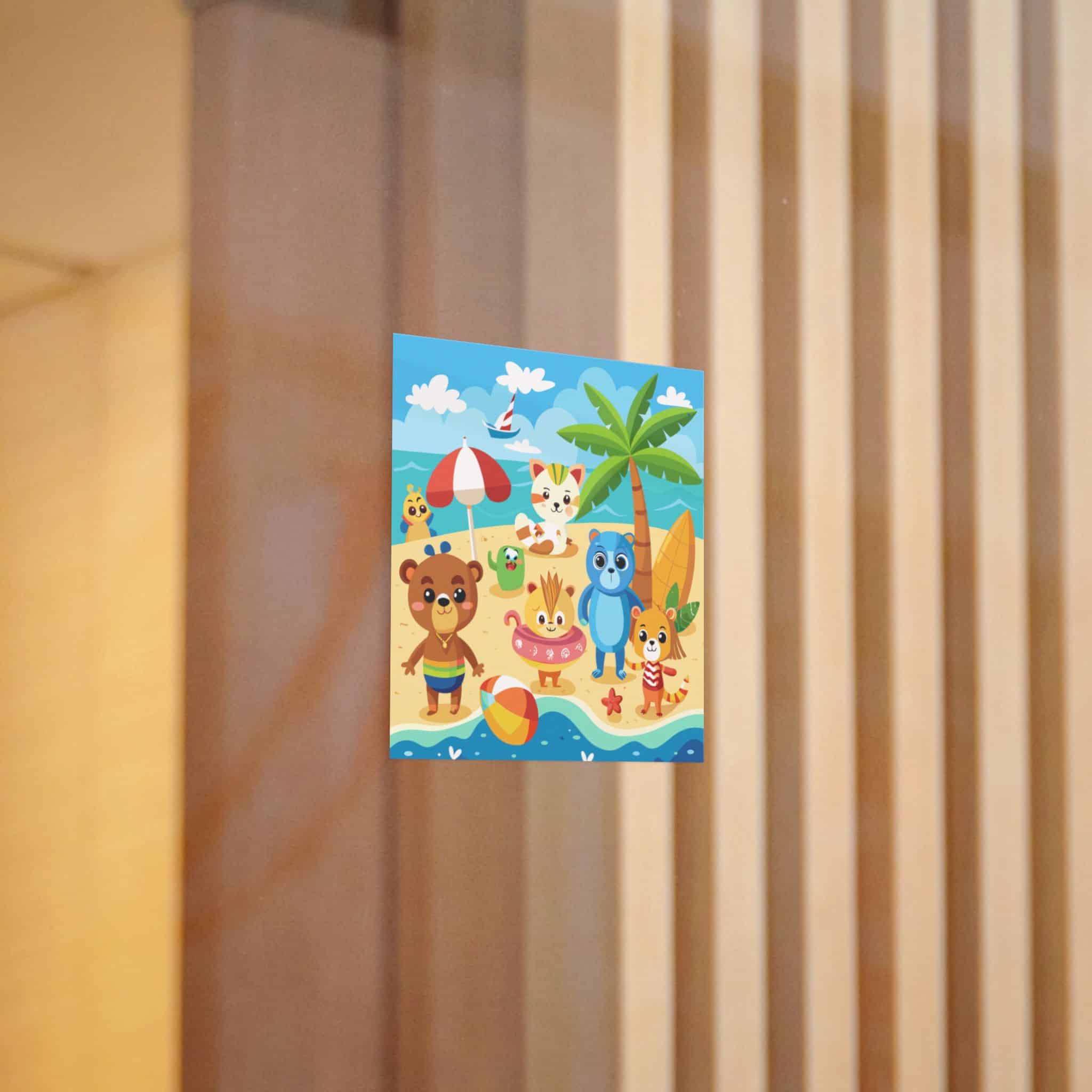Adorable Beach Animals Enjoying Summer Fun Cute Cartoon (6) Die Cut Stickers Dtf - Image 4