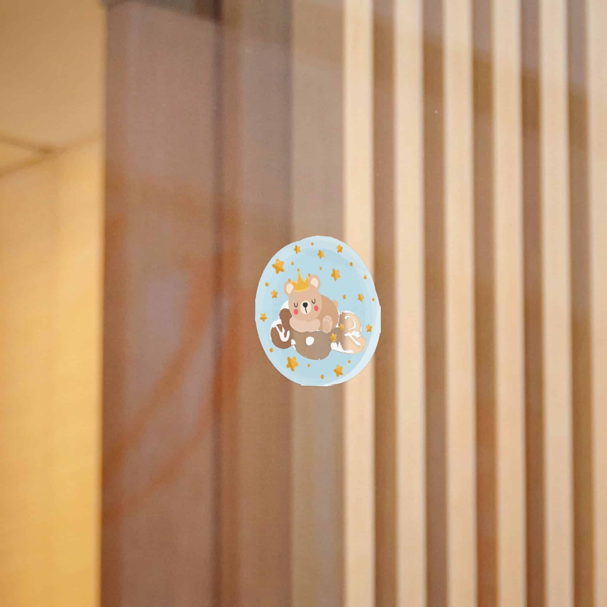 Round Illustration Sweet Dreams With Teddy Bear Prince Sleeping On Cloud Die Cut Stickers Dtf - Image 8