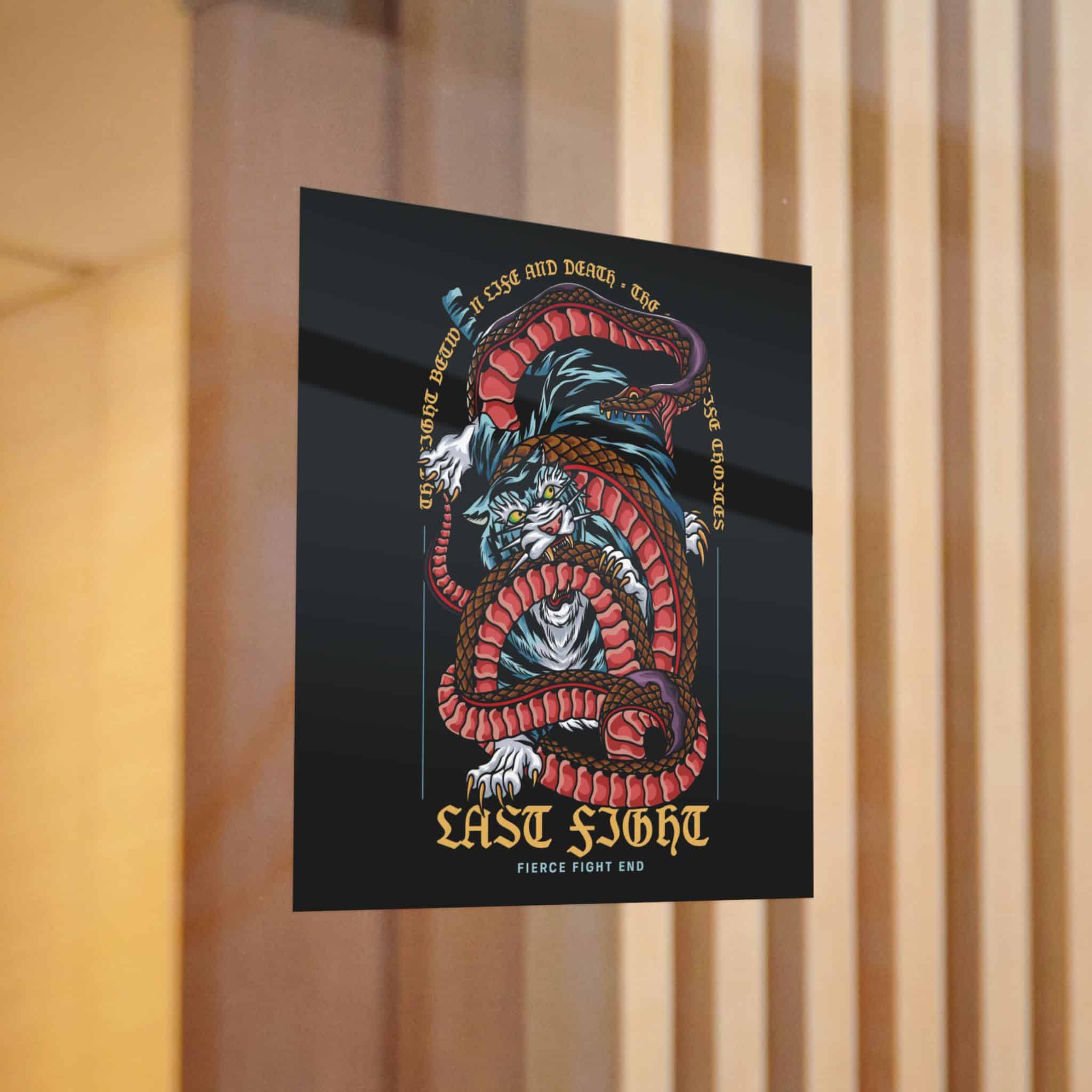 Tiger Vs Snake Tattoo With Text Illustration Die Cut Stickers Dtf - Image 12