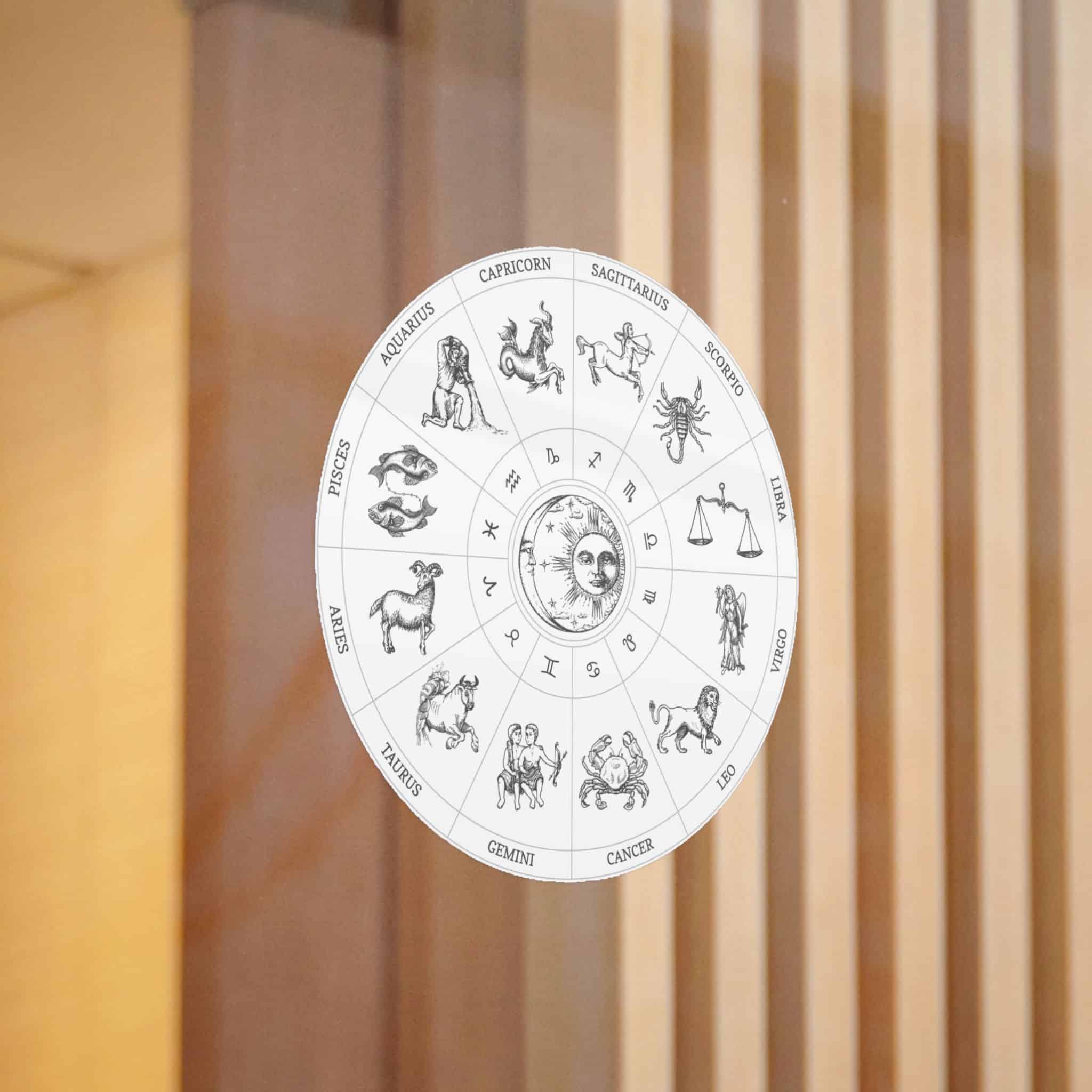 Zodiac Circle Horoscope Signs With Sun Moon Die Cut Stickers Dtf - Image 12