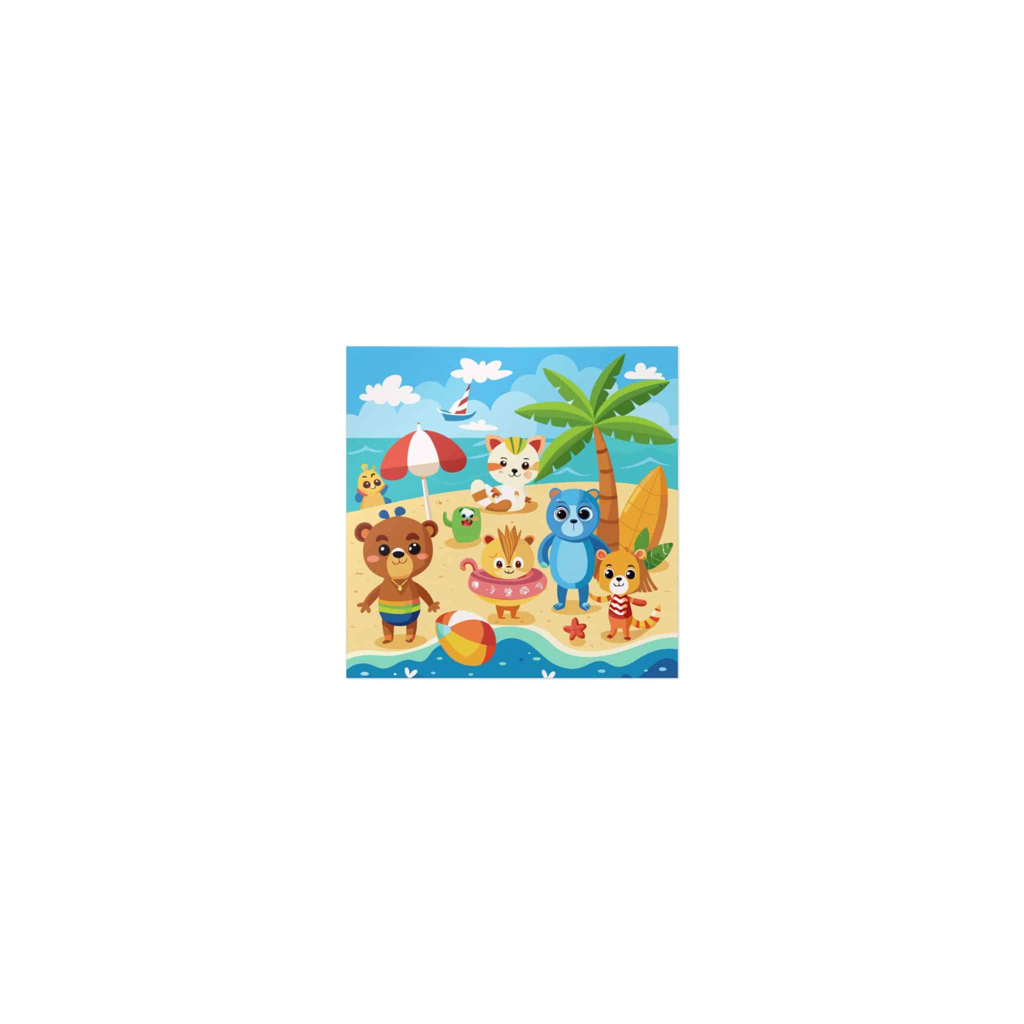 Adorable Beach Animals Enjoying Summer Fun Cute Cartoon (6) Die Cut Stickers Dtf - Image 17