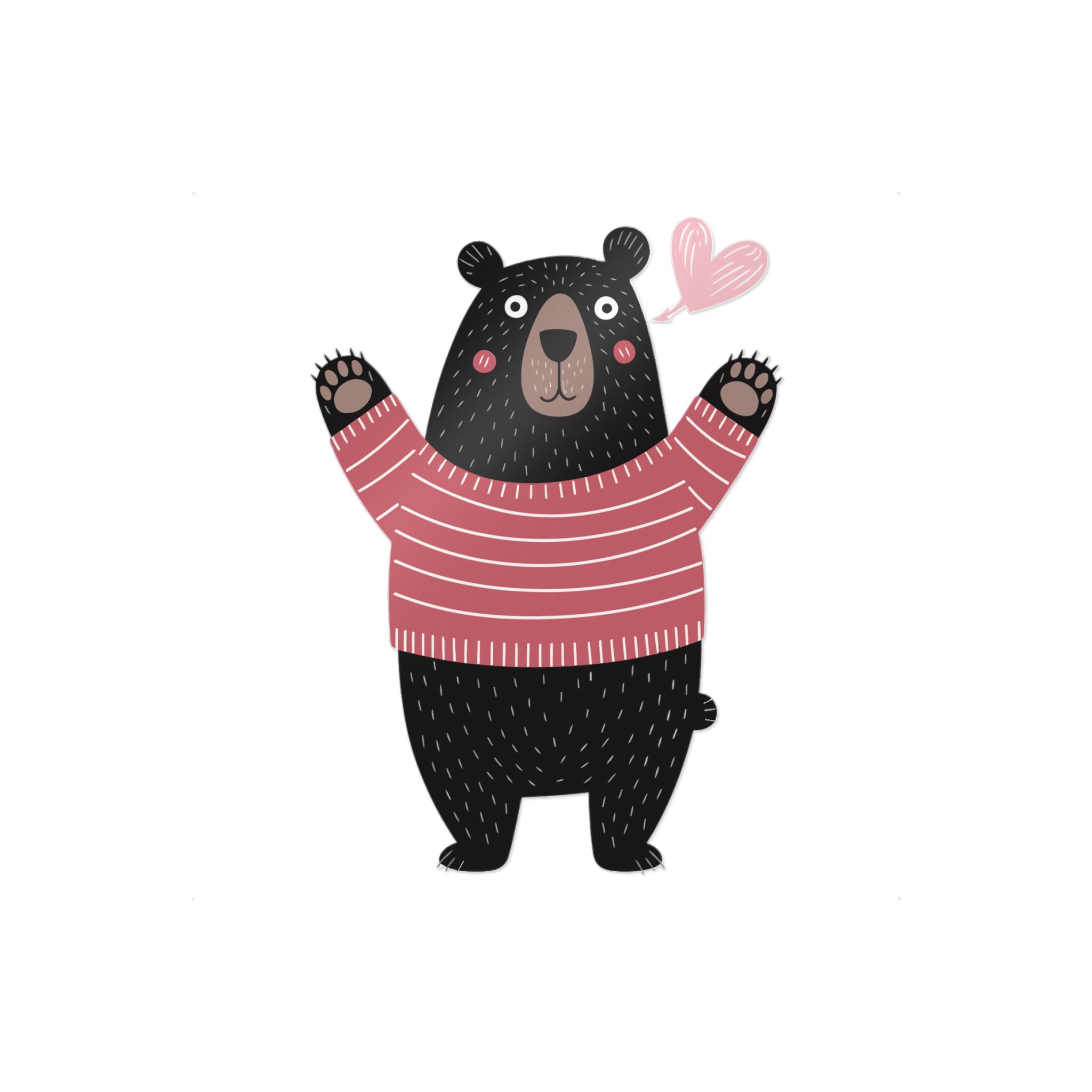 Cute Cartoon Black Bear Isolated White Background Die Cut Stickers Dtf - Image 13