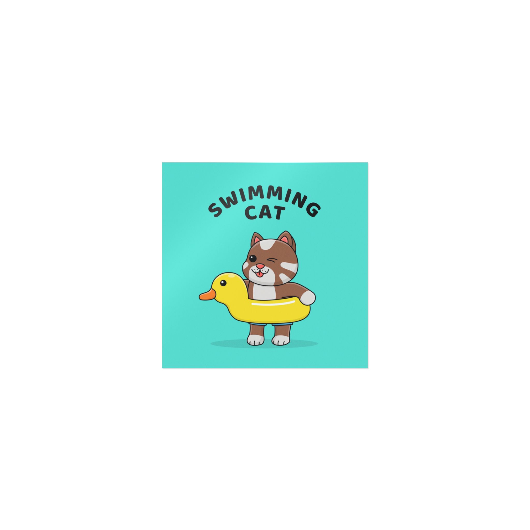 Cute Cat With Rubber Duck Float Die Cut Stickers Dtf - Image 9