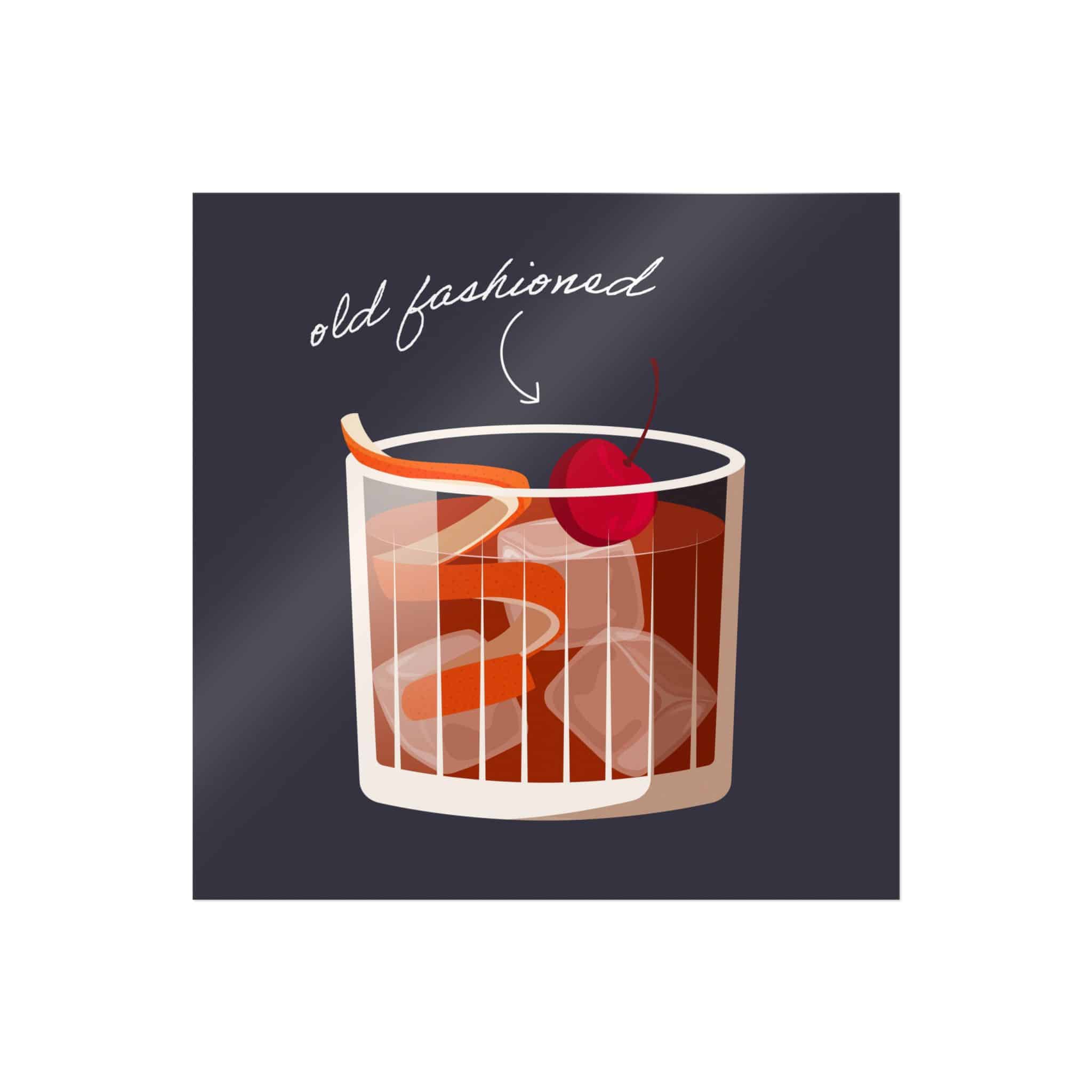 Vector Illustration Old Fashioned Cocktail Isolated Black Background Die Cut Stickers Dtf - Image 31