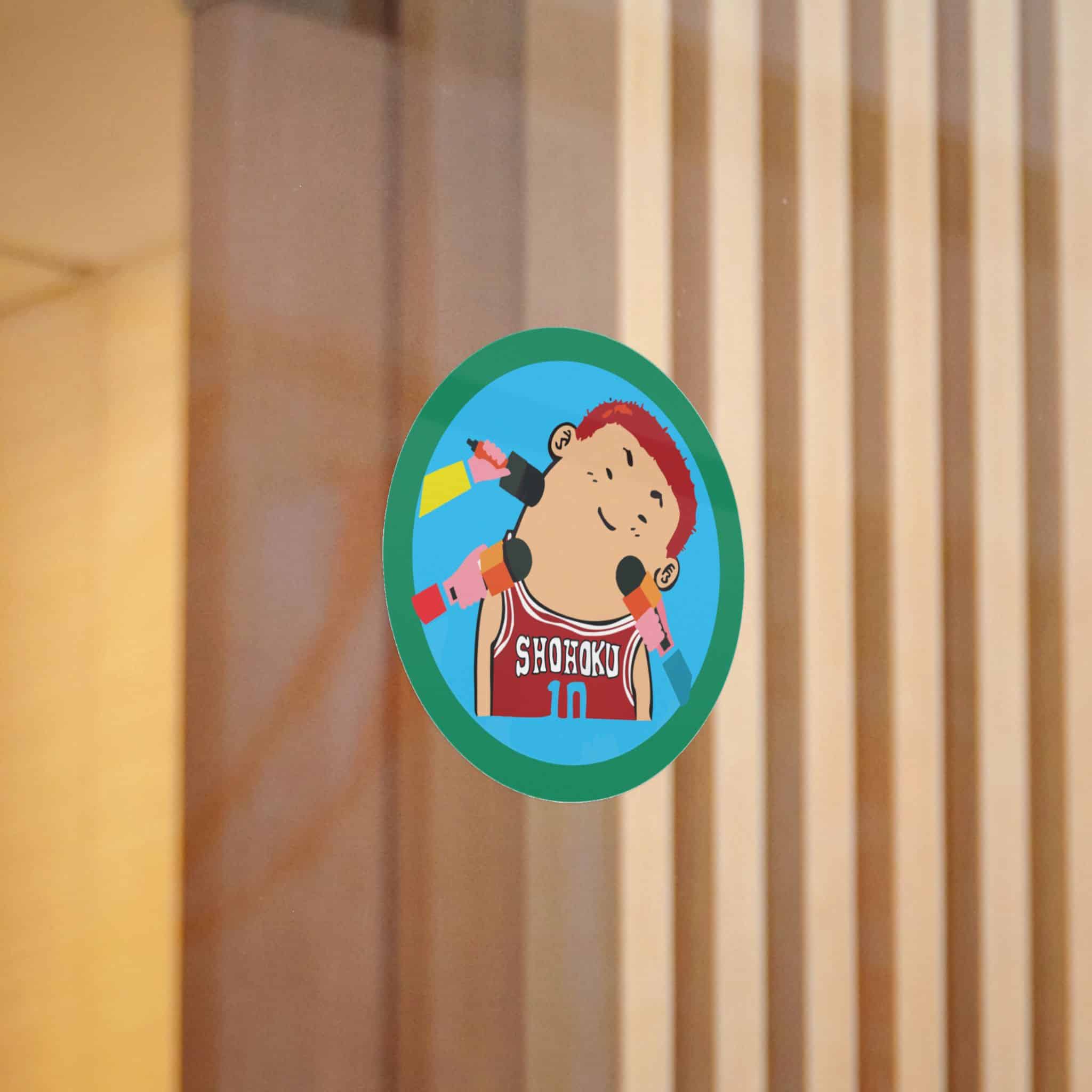 Picture Boy With Red Headband Blue Circle With Word Sushi It Die Cut Stickers Dtf - Image 12