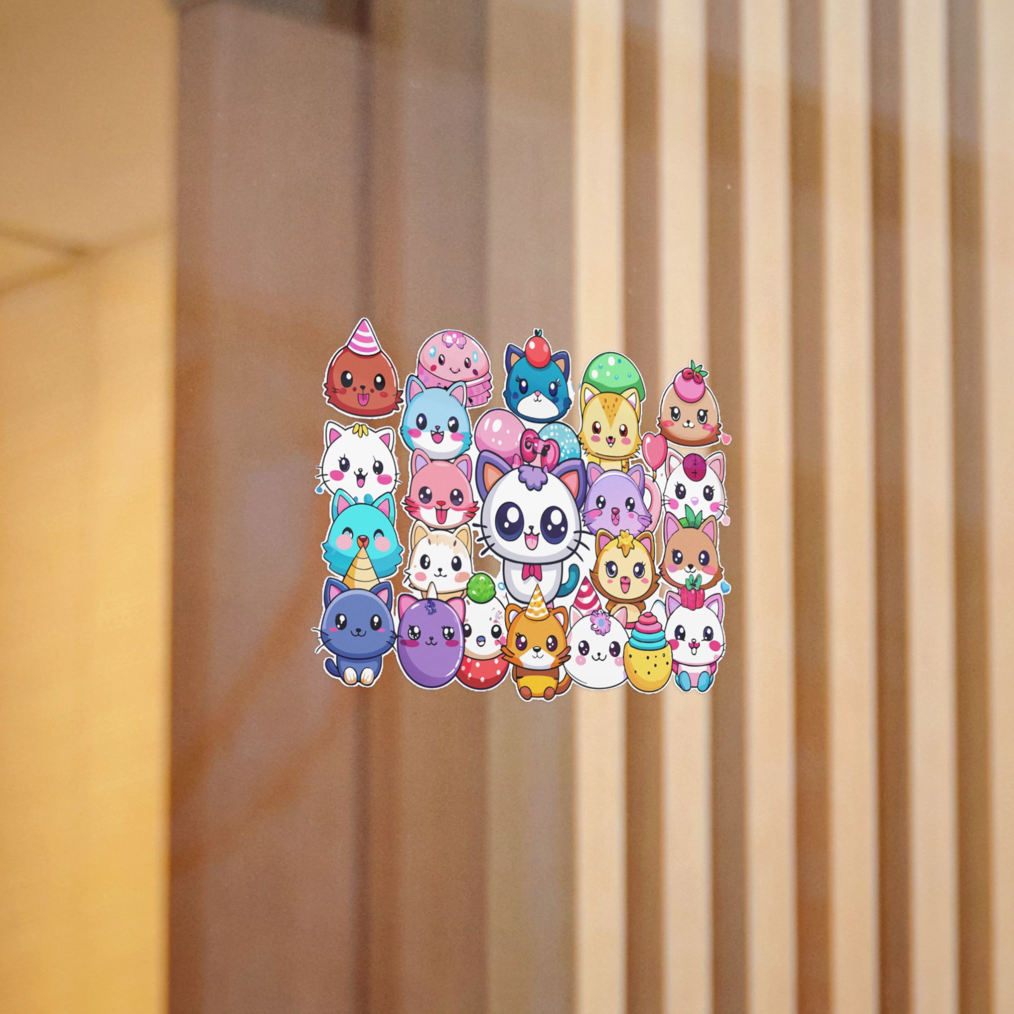 Cute Cartoon Animals With Big Eyes and Smiling Faces Surrounded By Hearts Stars and Balloons Die Cut Stickers Dtf - Image 10