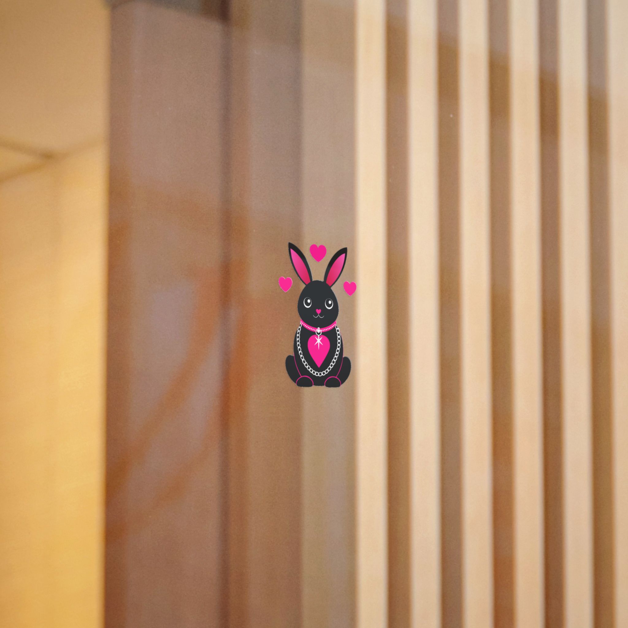 Cute Rabbit With Loveshaped Chain Die Cut Stickers Dtf - Image 2