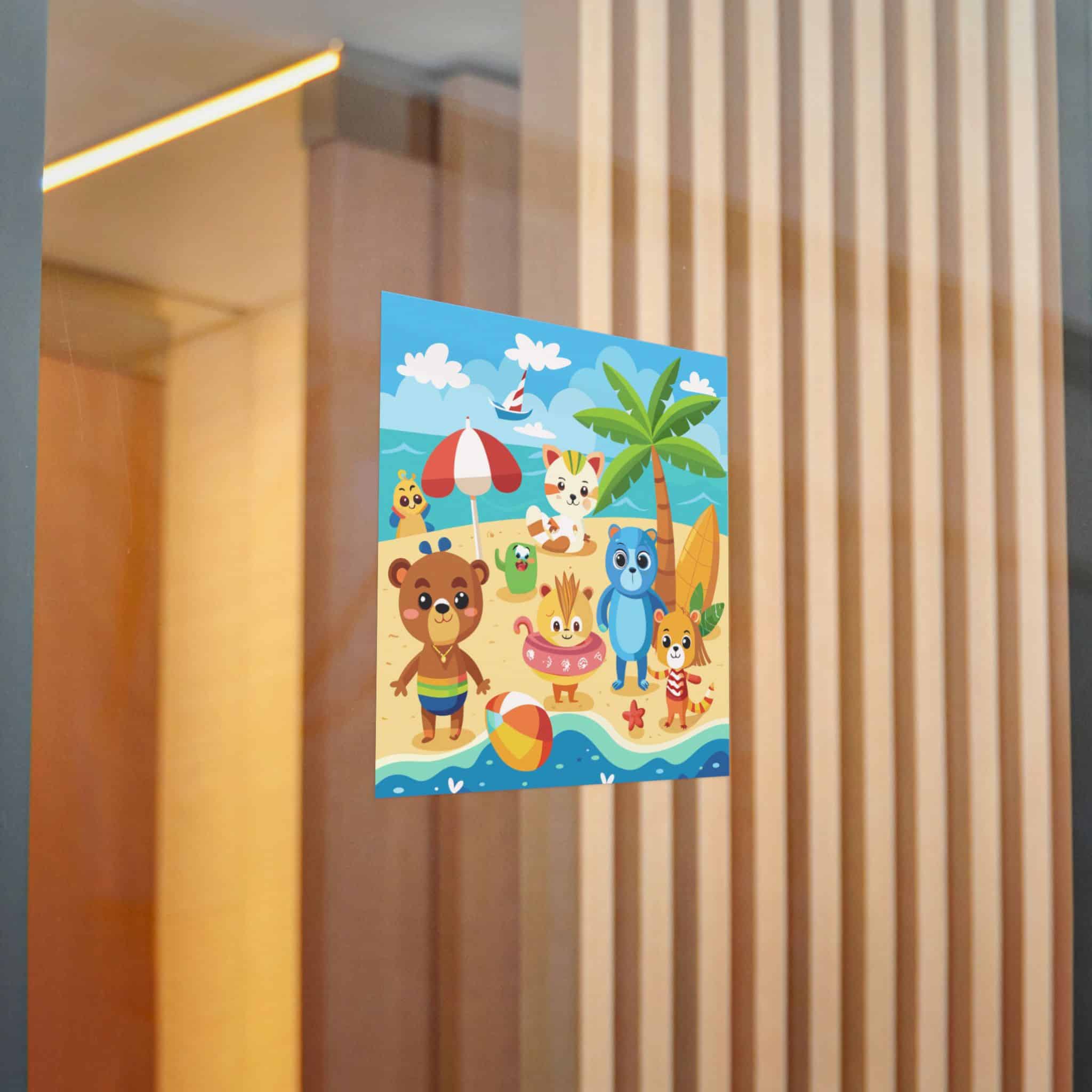 Adorable Beach Animals Enjoying Summer Fun Cute Cartoon (6) Die Cut Stickers Dtf - Image 16