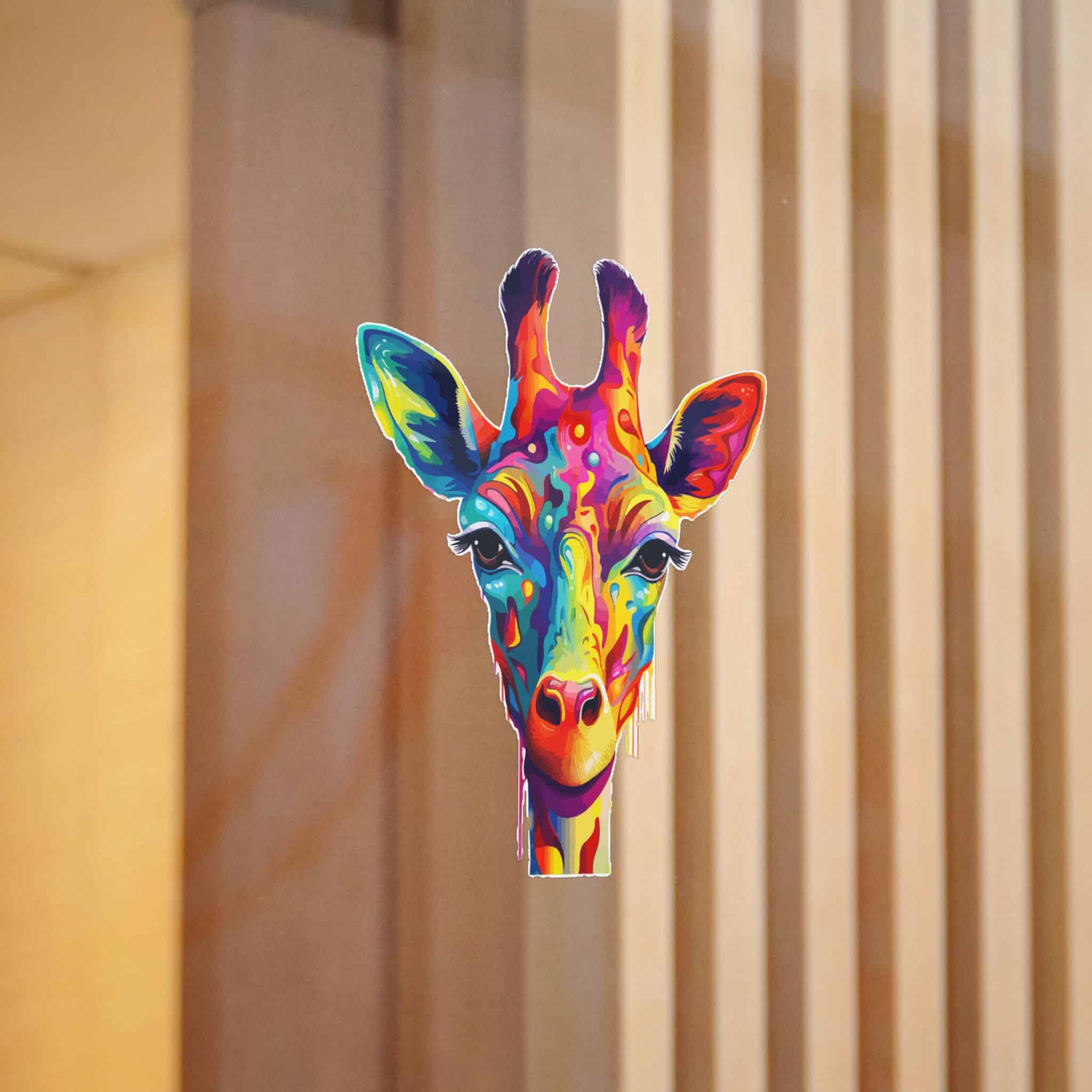 Vibrant Modern Giraffe Fantasy Background 2 Die Cut Stickers Dtf - Image 12