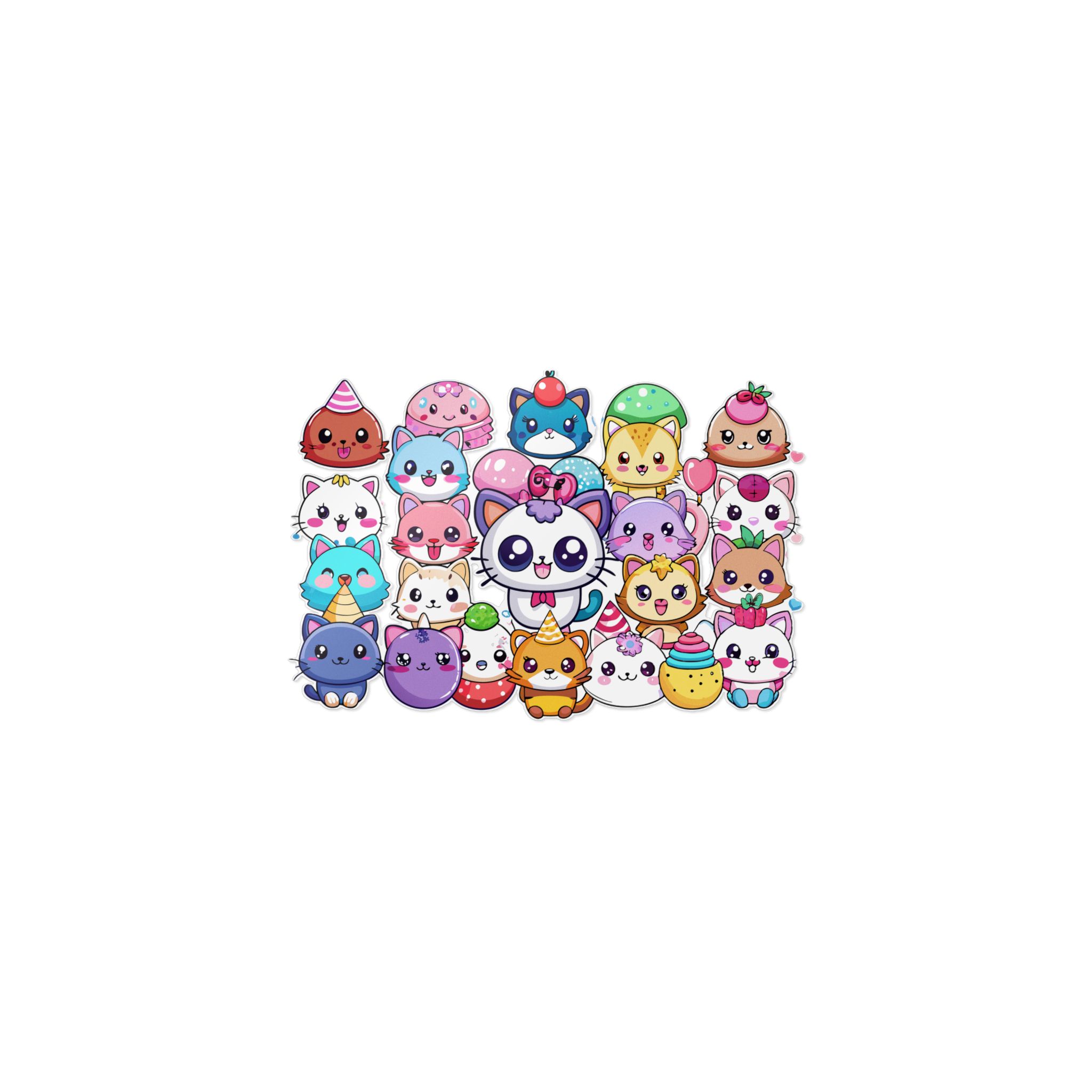 Cute Cartoon Animals With Big Eyes and Smiling Faces Surrounded By Hearts Stars and Balloons Die Cut Stickers Dtf - Image 17