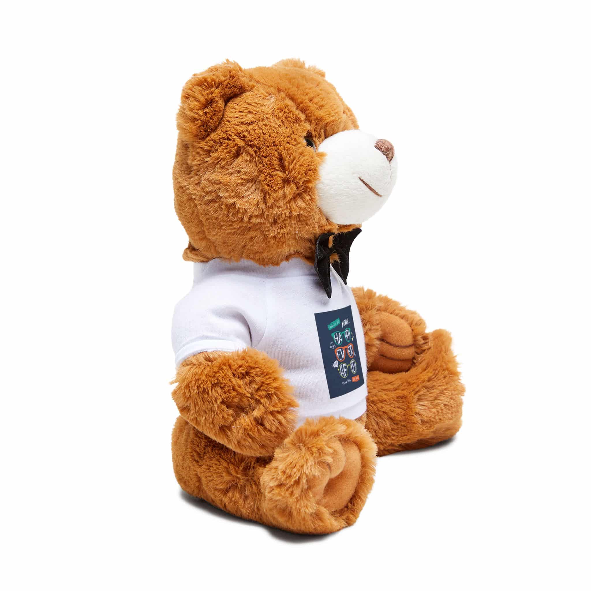 Happy Ever After Colorful Sunglasses Illustration Boy Fashion Print Teddy Bear With T Shirt - Image 2