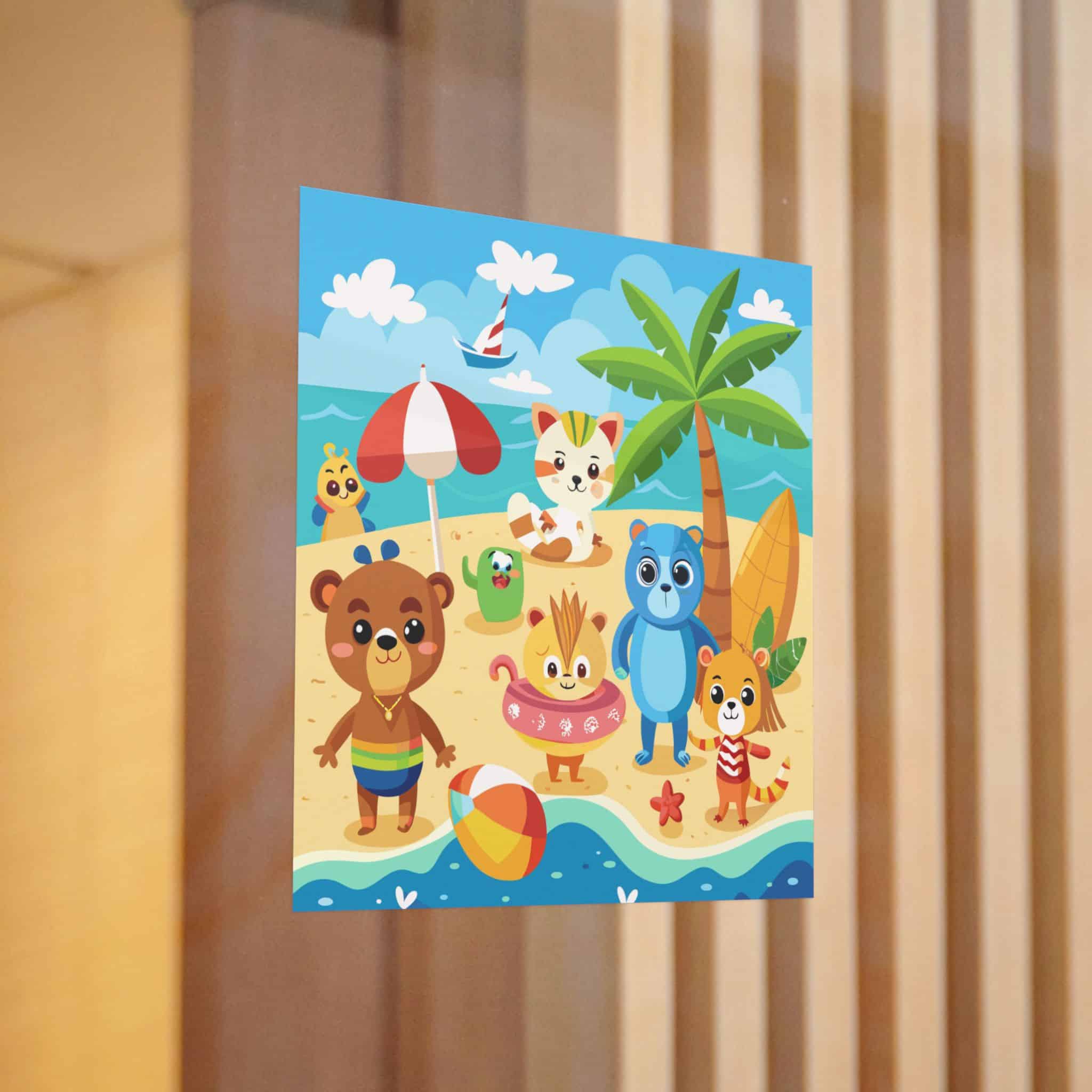 Adorable Beach Animals Enjoying Summer Fun Cute Cartoon (6) Die Cut Stickers Dtf - Image 12