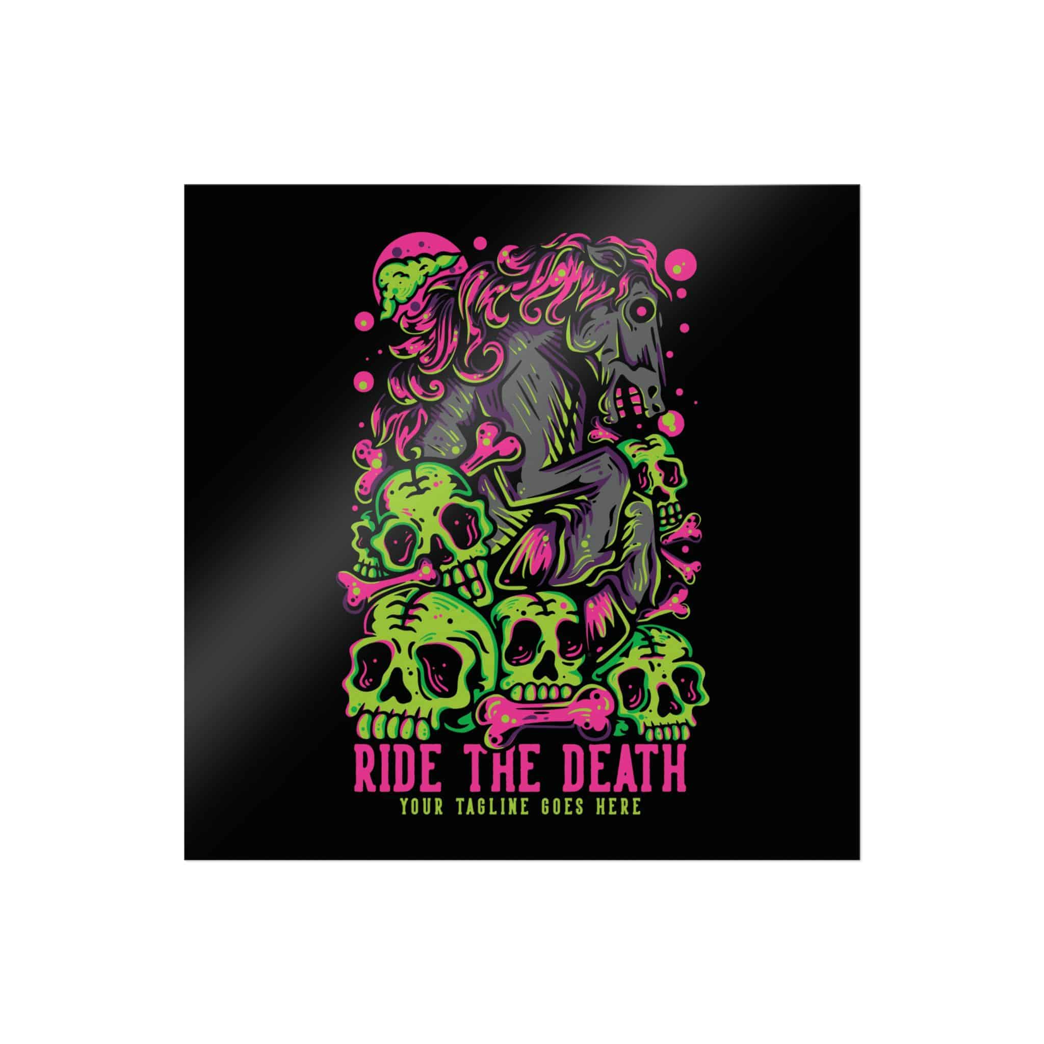 T Shirt Design Ride Death With Muscular Horse Skulls With Black Background Vintage Die Cut Stickers Dtf - Image 25