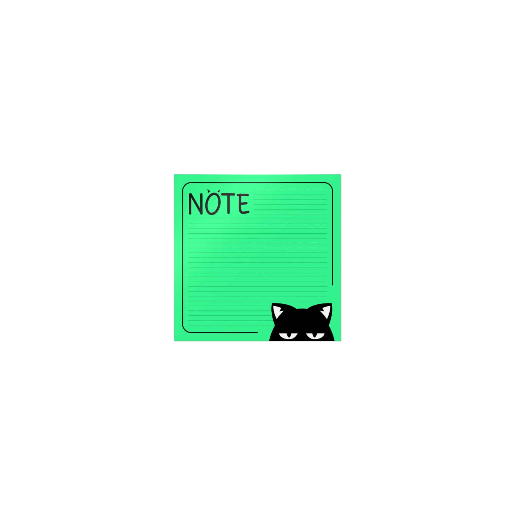 Green Note List With Black Cat Green Cat Note Template Stylish Green Notebook With Black Cat Die Cut Stickers Dtf - Image 17