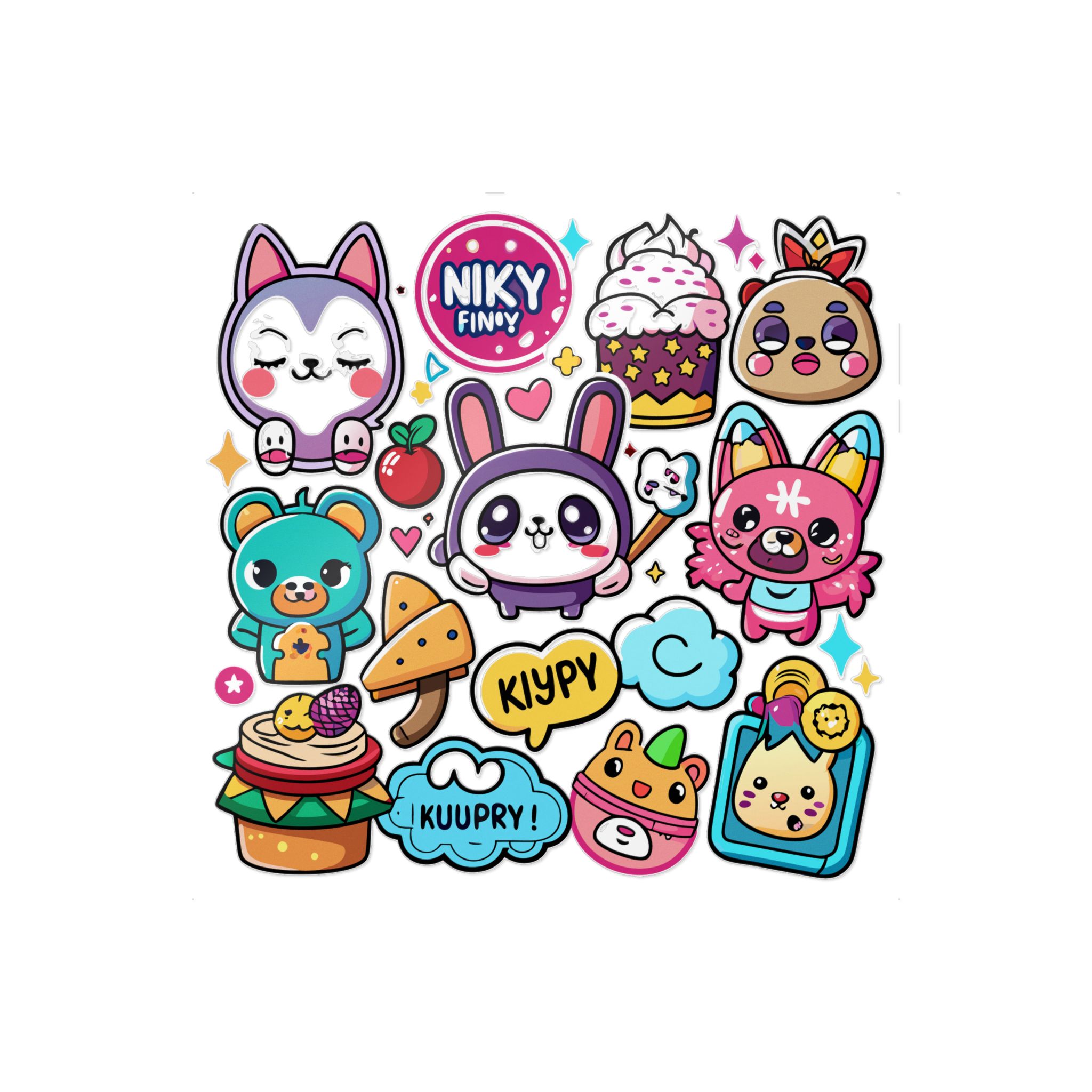 Cute Cartoon Animals With Fun Text In A Colorful Design Die Cut Stickers Dtf - Image 31