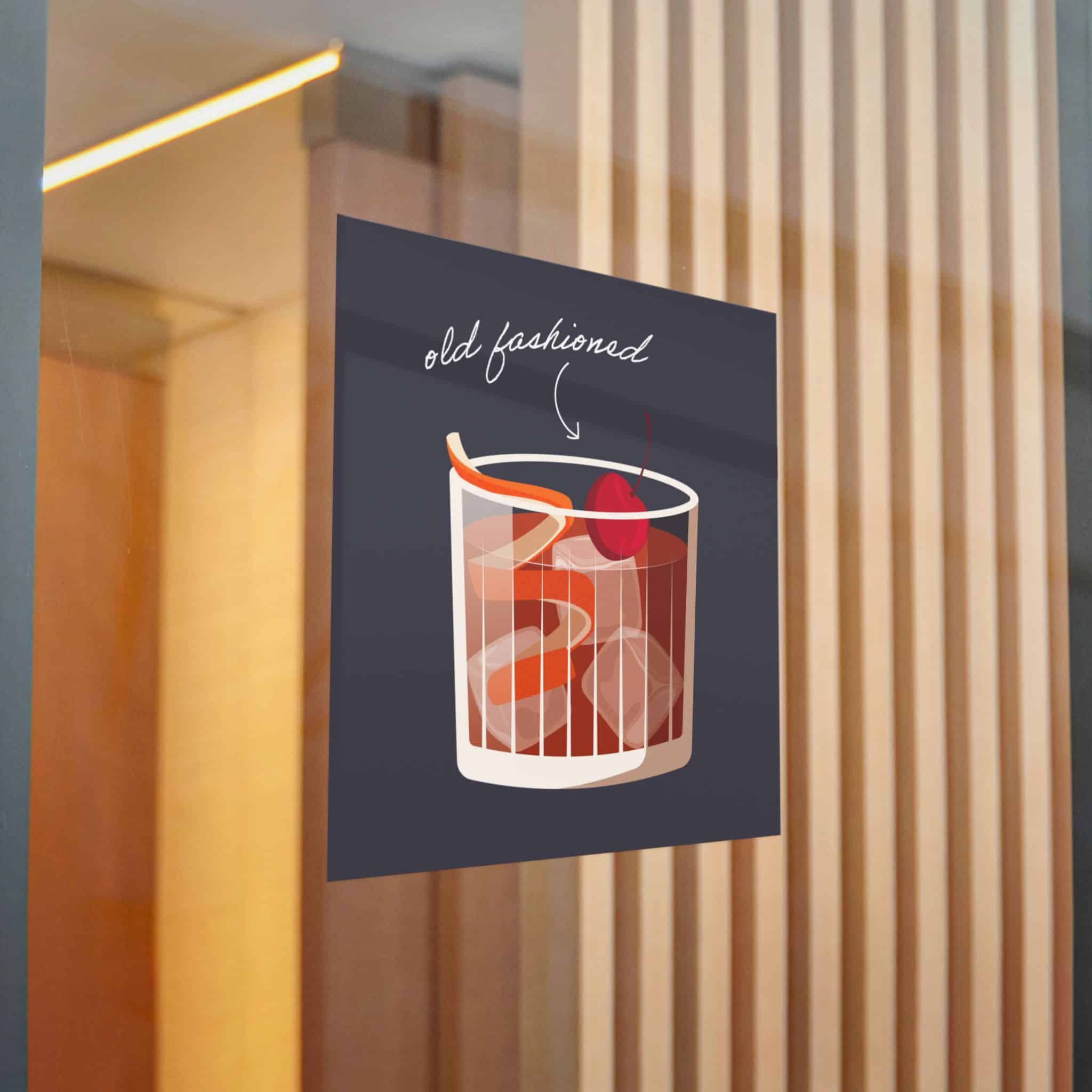 Vector Illustration Old Fashioned Cocktail Isolated Black Background Die Cut Stickers Dtf - Image 22