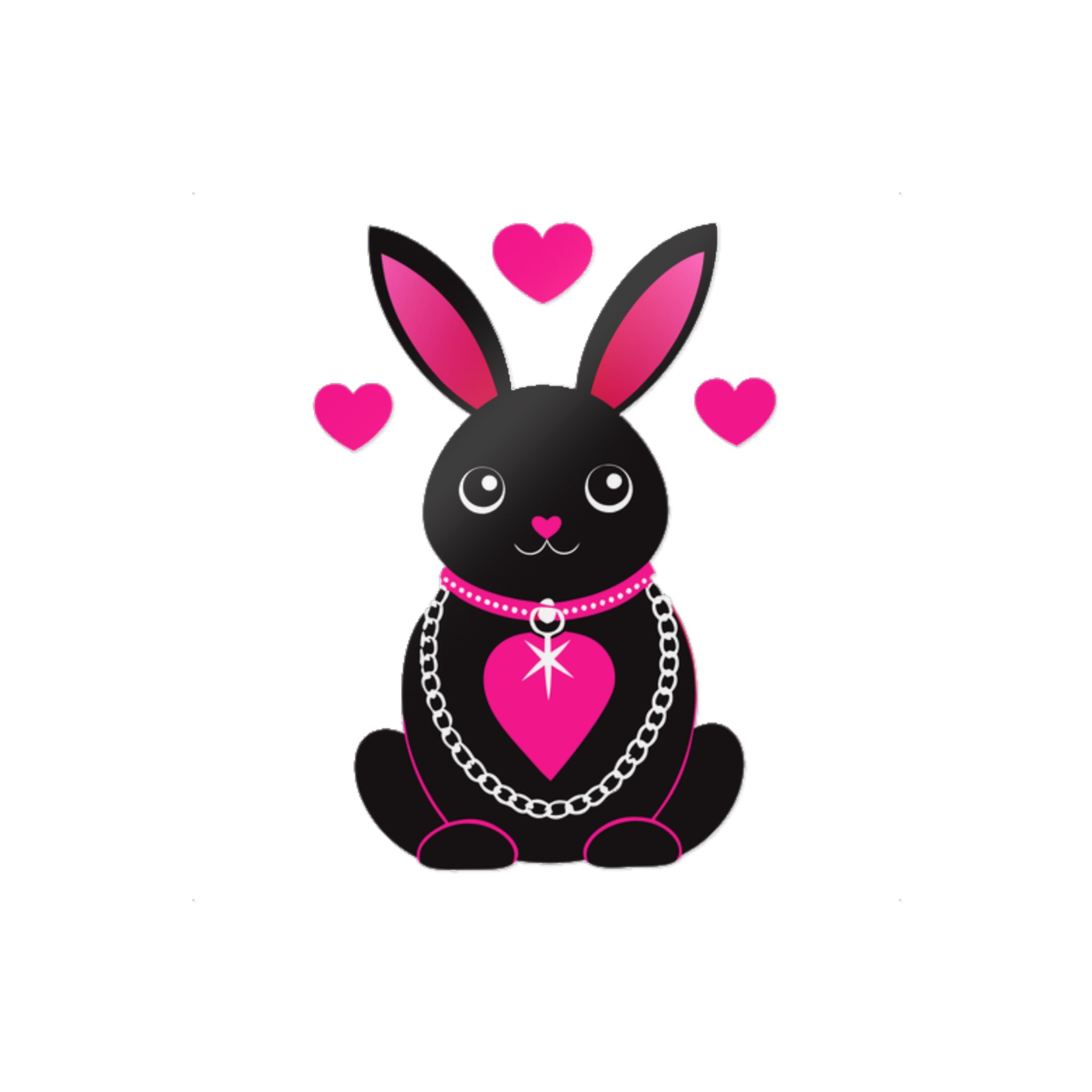 Cute Rabbit With Loveshaped Chain Die Cut Stickers Dtf