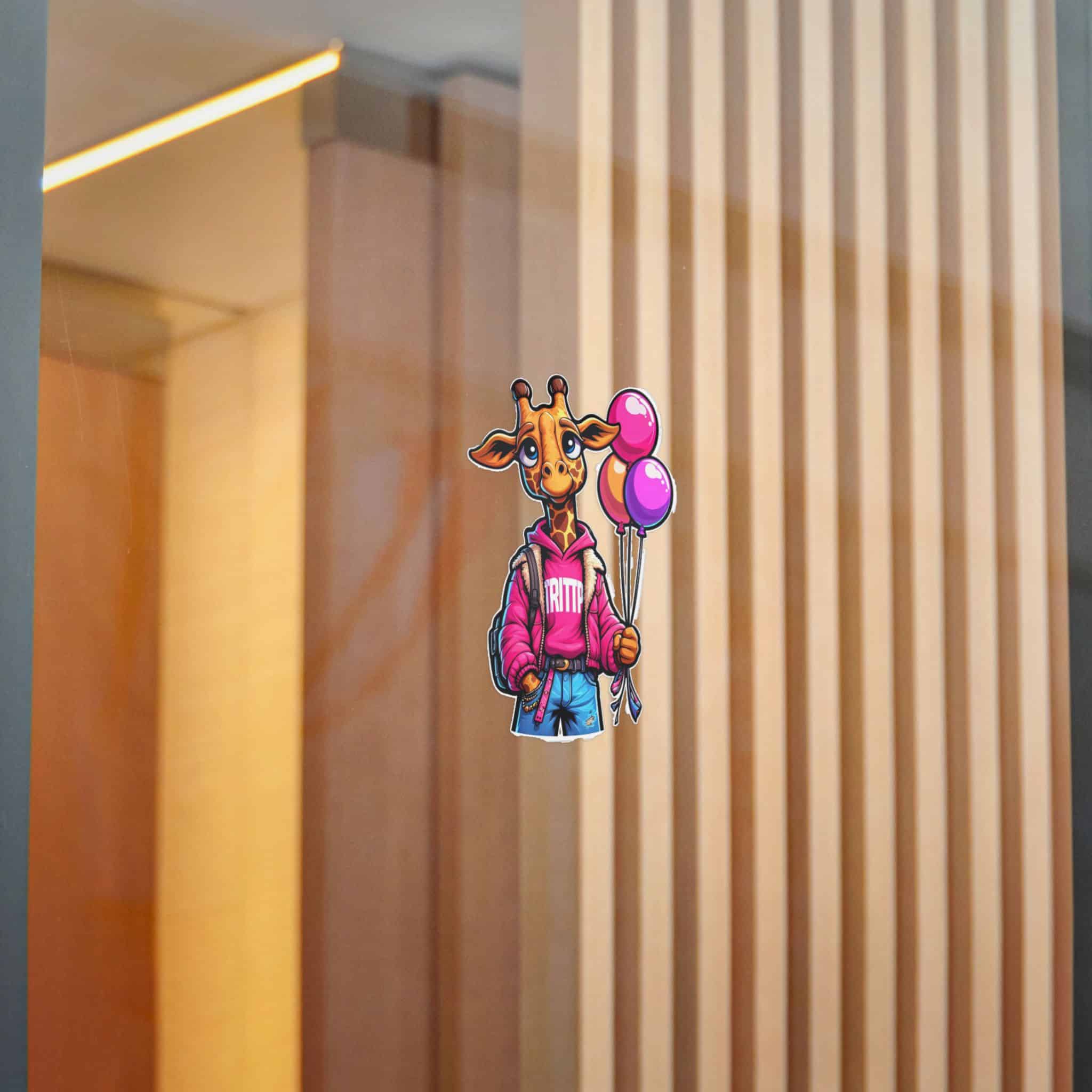 Vector Cartoon Giraffe Pink Jacket With Pink Balloons Tshirt Art Die Cut Stickers Dtf - Image 14