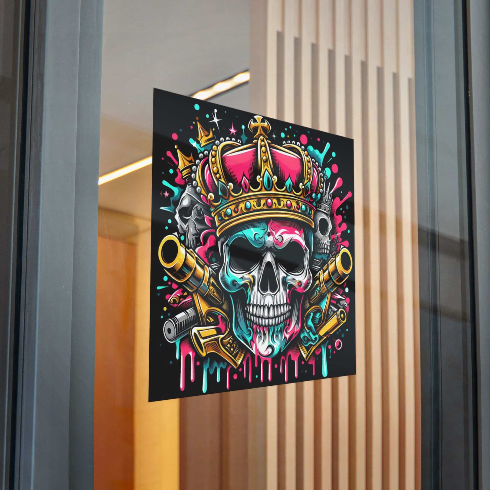Skull With Crown Guns Is Painted With Skull Skull With Crown Die Cut Stickers Dtf - Image 30