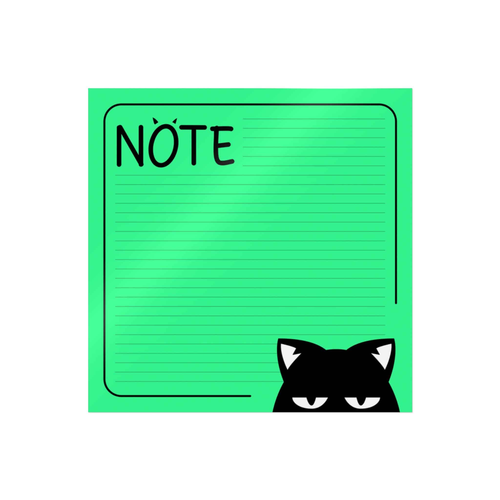 Green Note List With Black Cat Green Cat Note Template Stylish Green Notebook With Black Cat Die Cut Stickers Dtf - Image 3