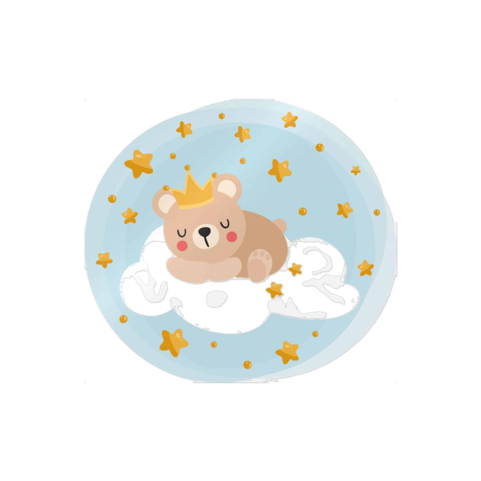Round Illustration Sweet Dreams With Teddy Bear Prince Sleeping On Cloud Die Cut Stickers Dtf