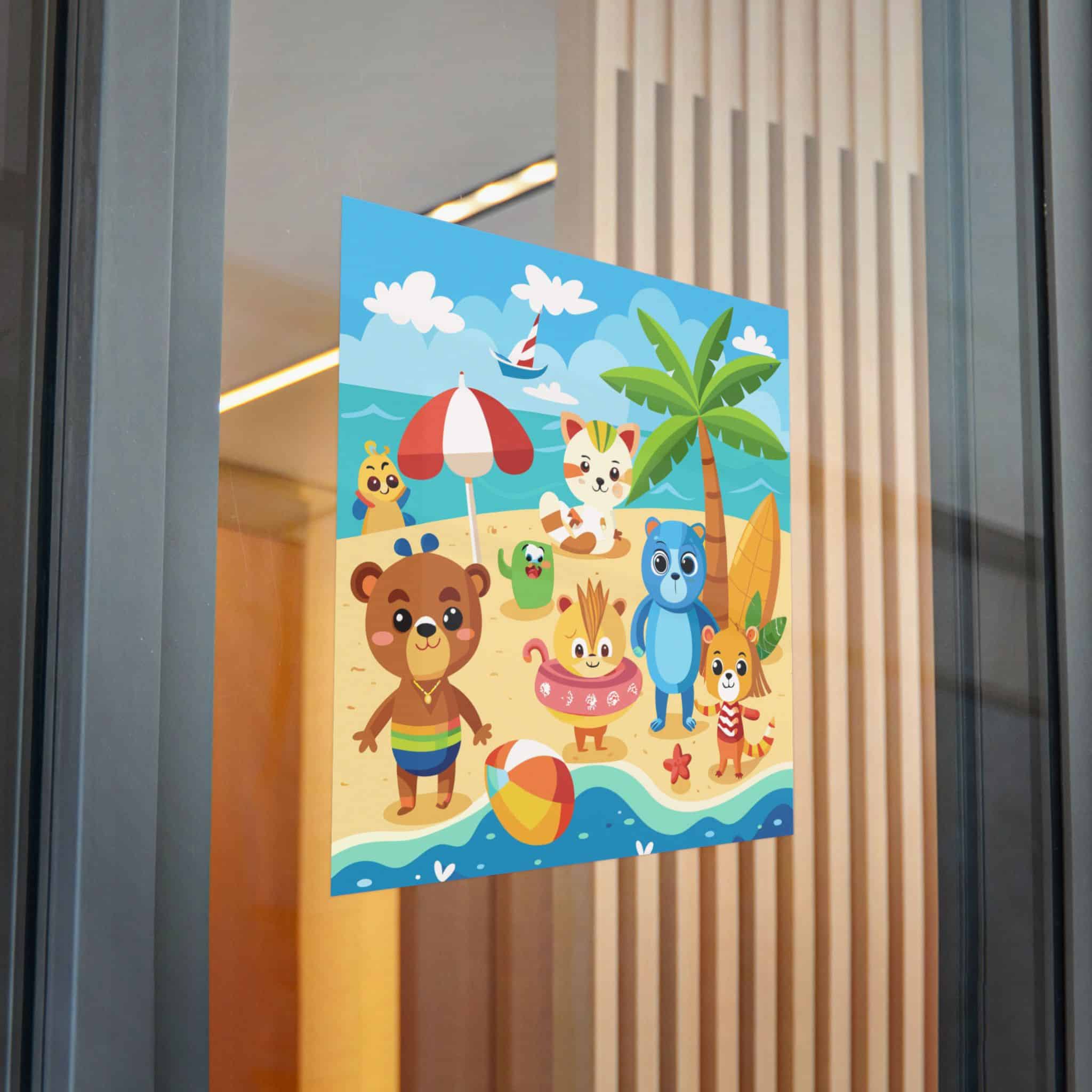 Adorable Beach Animals Enjoying Summer Fun Cute Cartoon (6) Die Cut Stickers Dtf - Image 30