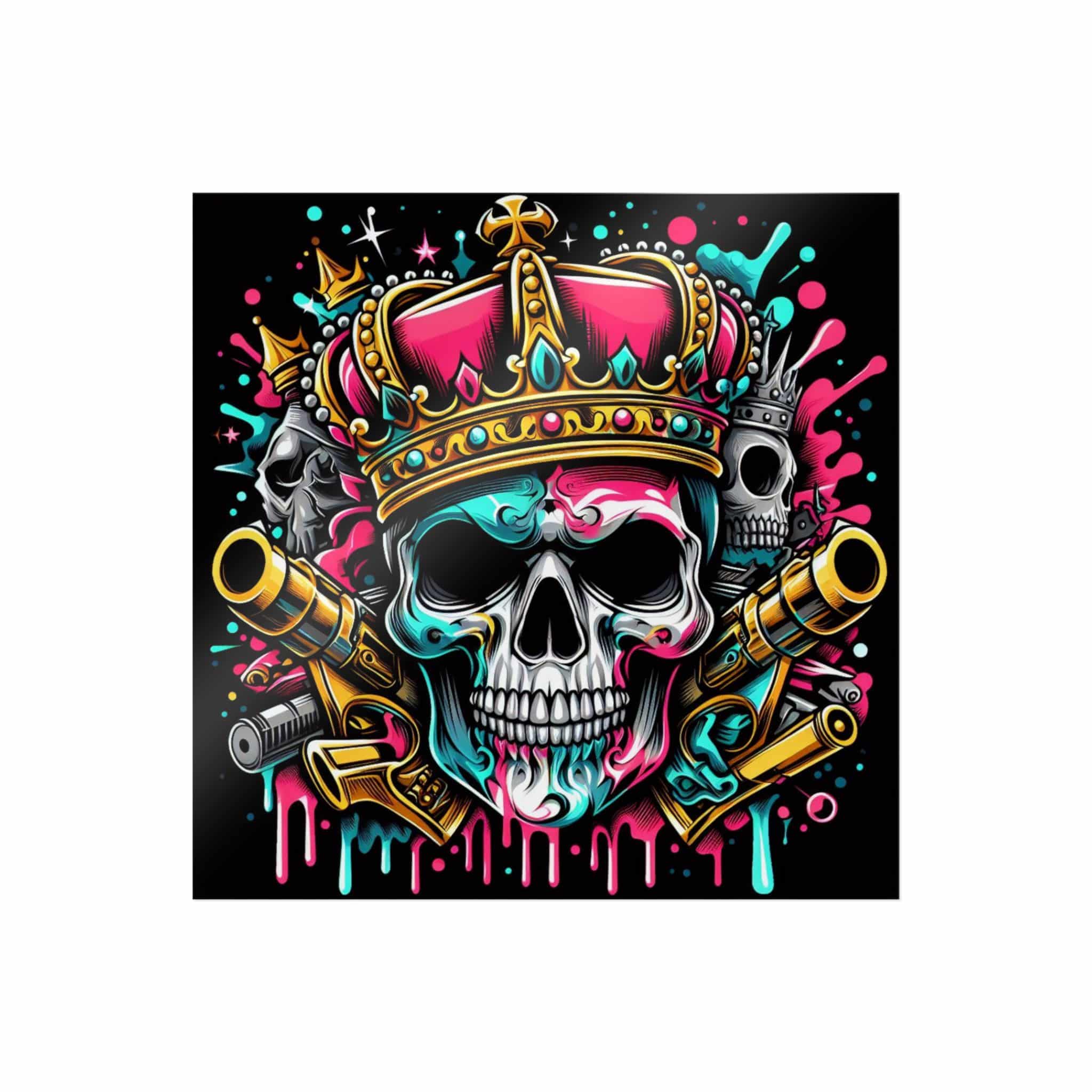 Skull With Crown Guns Is Painted With Skull Skull With Crown Die Cut Stickers Dtf - Image 11