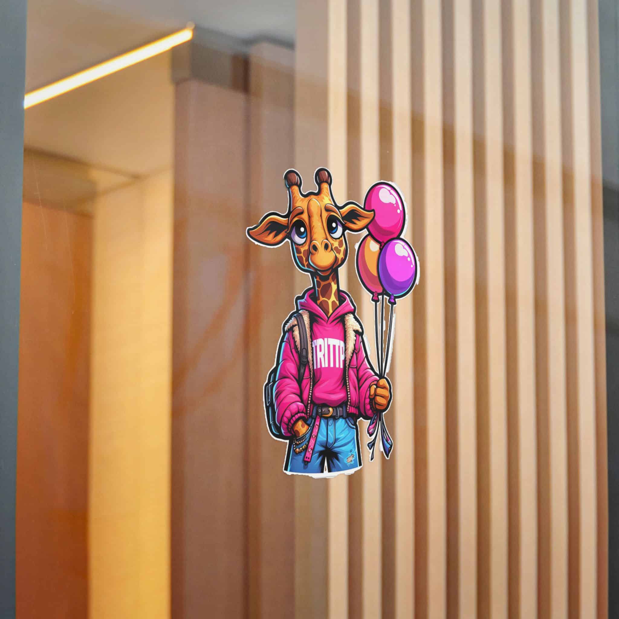 Vector Cartoon Giraffe Pink Jacket With Pink Balloons Tshirt Art Die Cut Stickers Dtf - Image 22