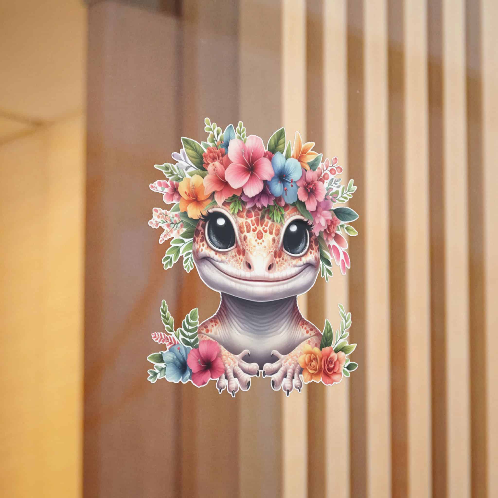 Flower Crown Gecko Die Cut Stickers Dtf - Image 12