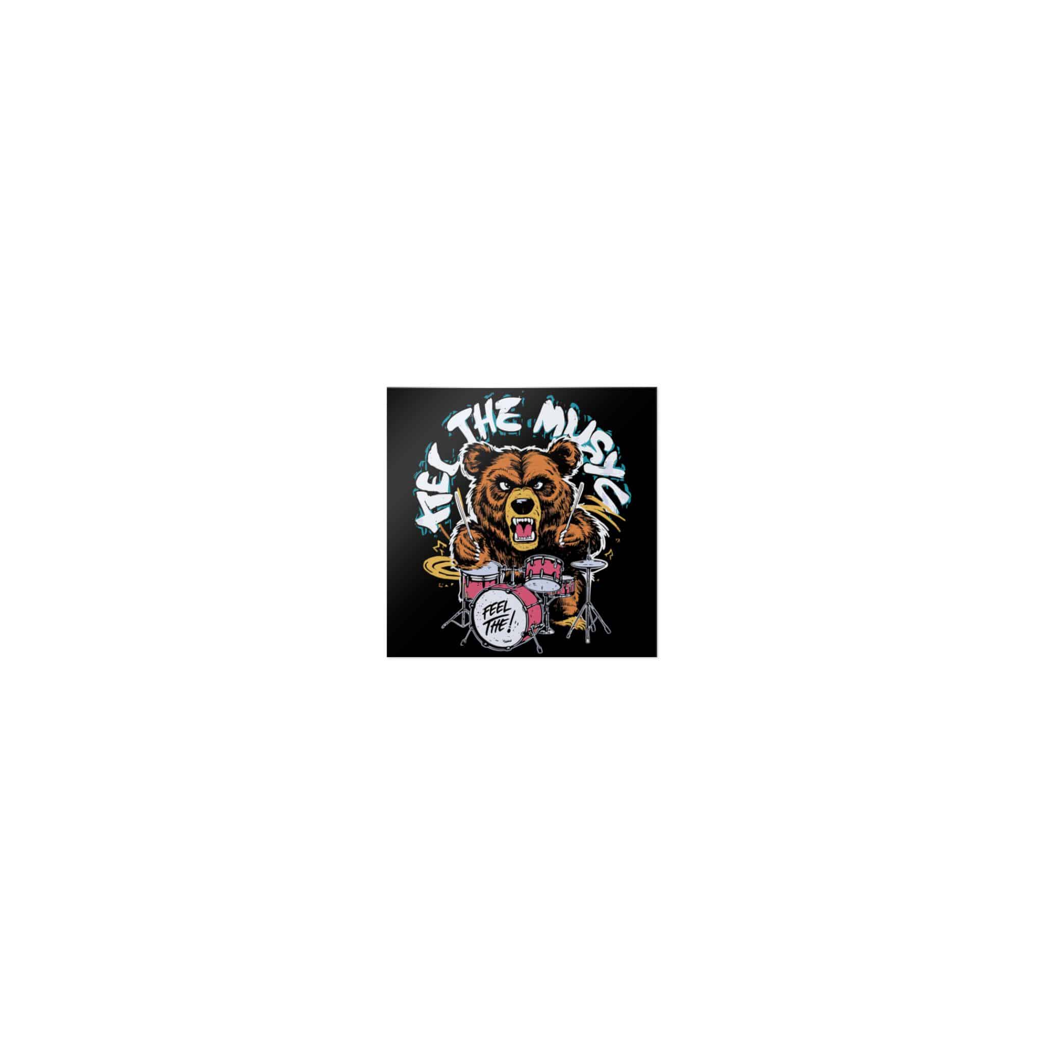 Vibrant Eyecatching Music Tshirt Design Featuring Bear Rocking Out Drum Set Die Cut Stickers Dtf - Image 7