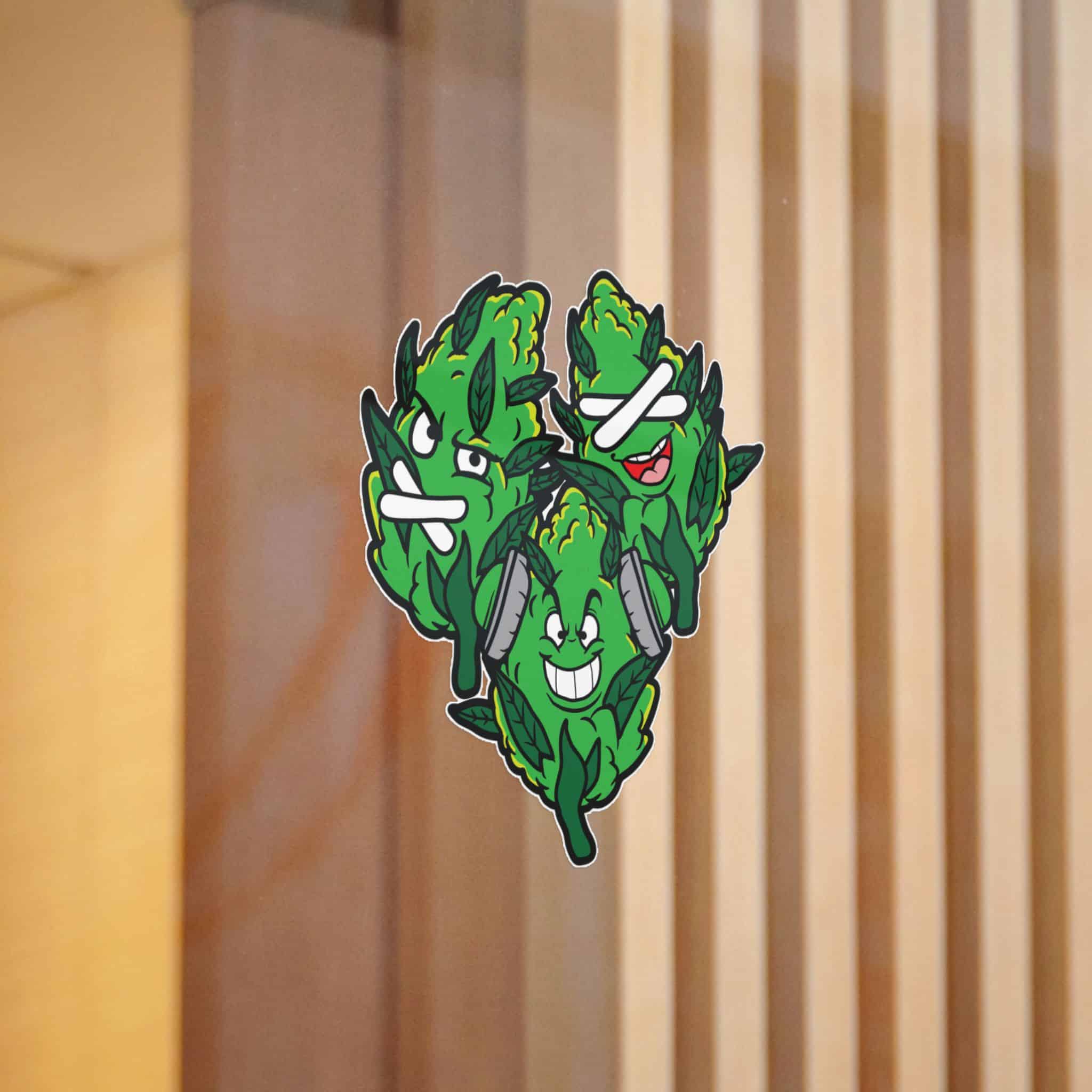 Grass Bud Weed Marijuana High Emoji Die Cut Stickers Dtf - Image 12