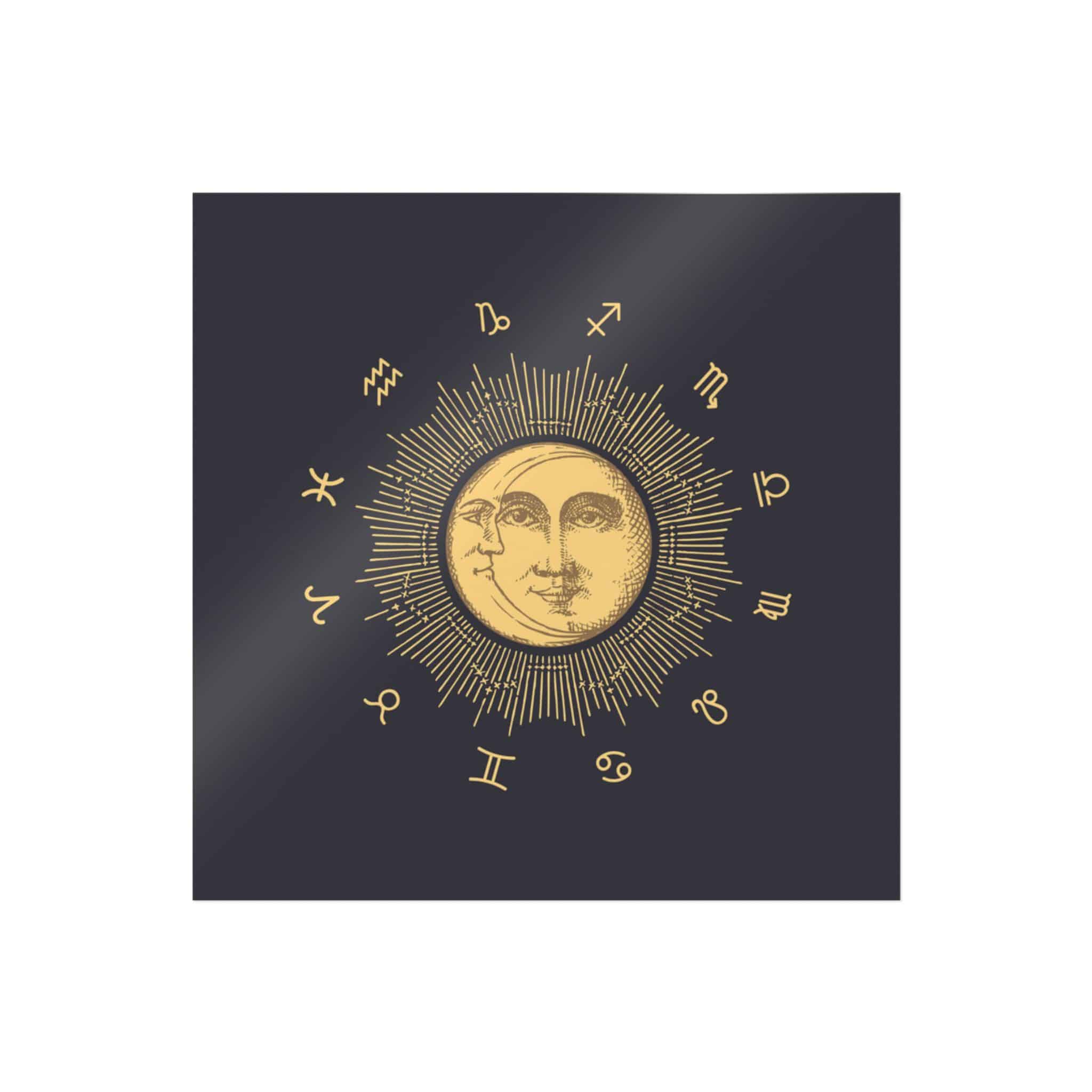 Zodiac Circle With Sun Crescent Drawing Die Cut Stickers Dtf - Image 3