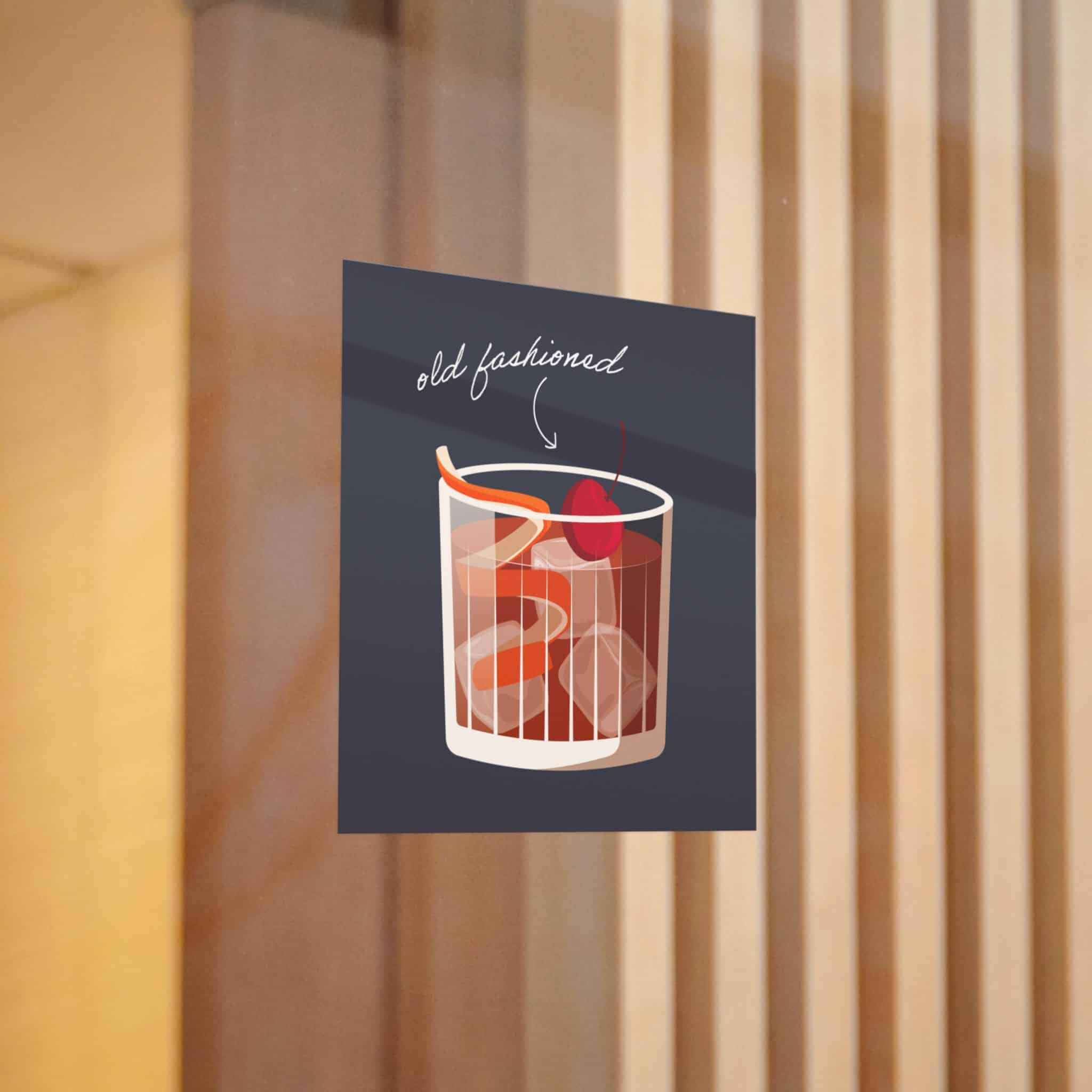 Vector Illustration Old Fashioned Cocktail Isolated Black Background Die Cut Stickers Dtf - Image 6