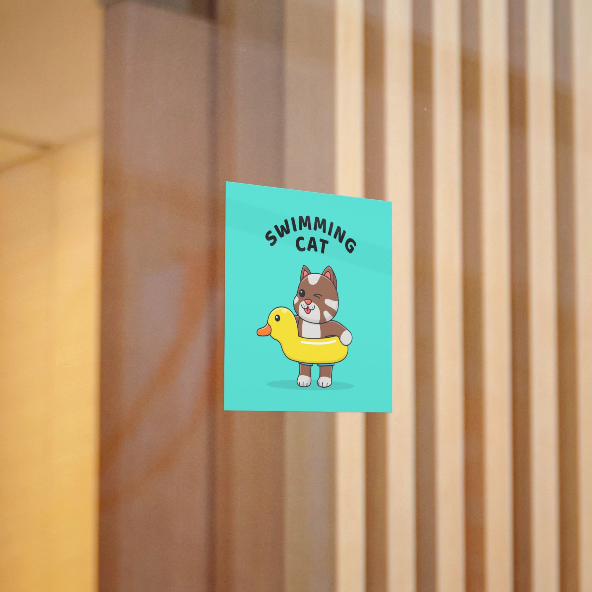 Cute Cat With Rubber Duck Float Die Cut Stickers Dtf - Image 10