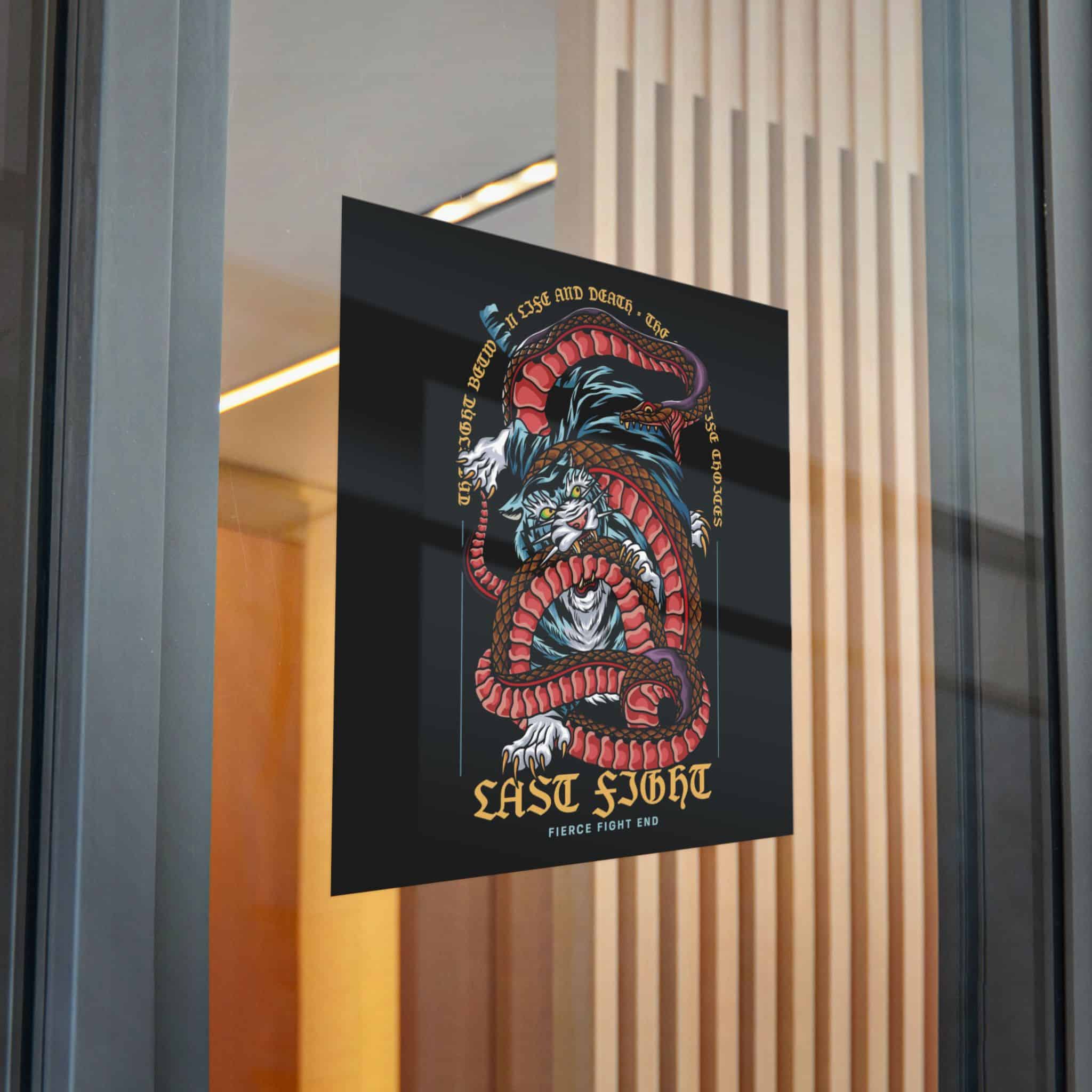 Tiger Vs Snake Tattoo With Text Illustration Die Cut Stickers Dtf - Image 30