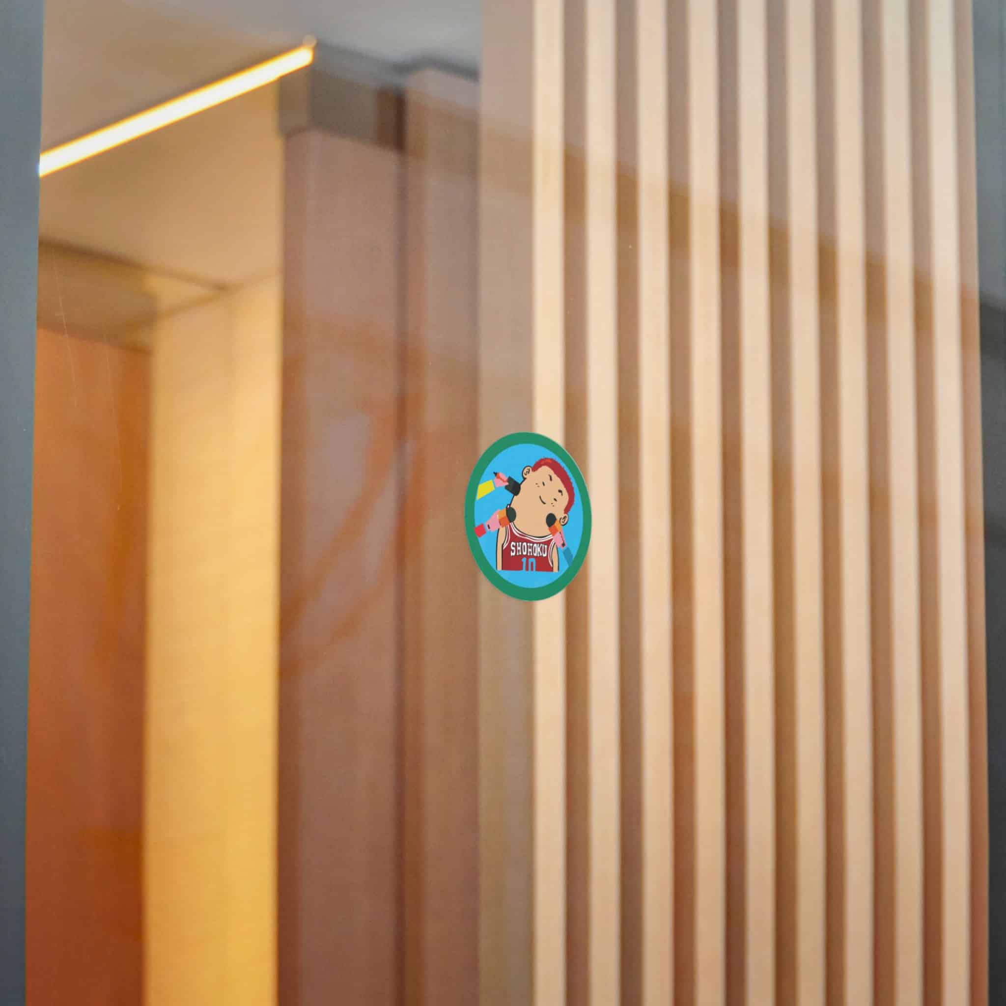 Picture Boy With Red Headband Blue Circle With Word Sushi It Die Cut Stickers Dtf - Image 18