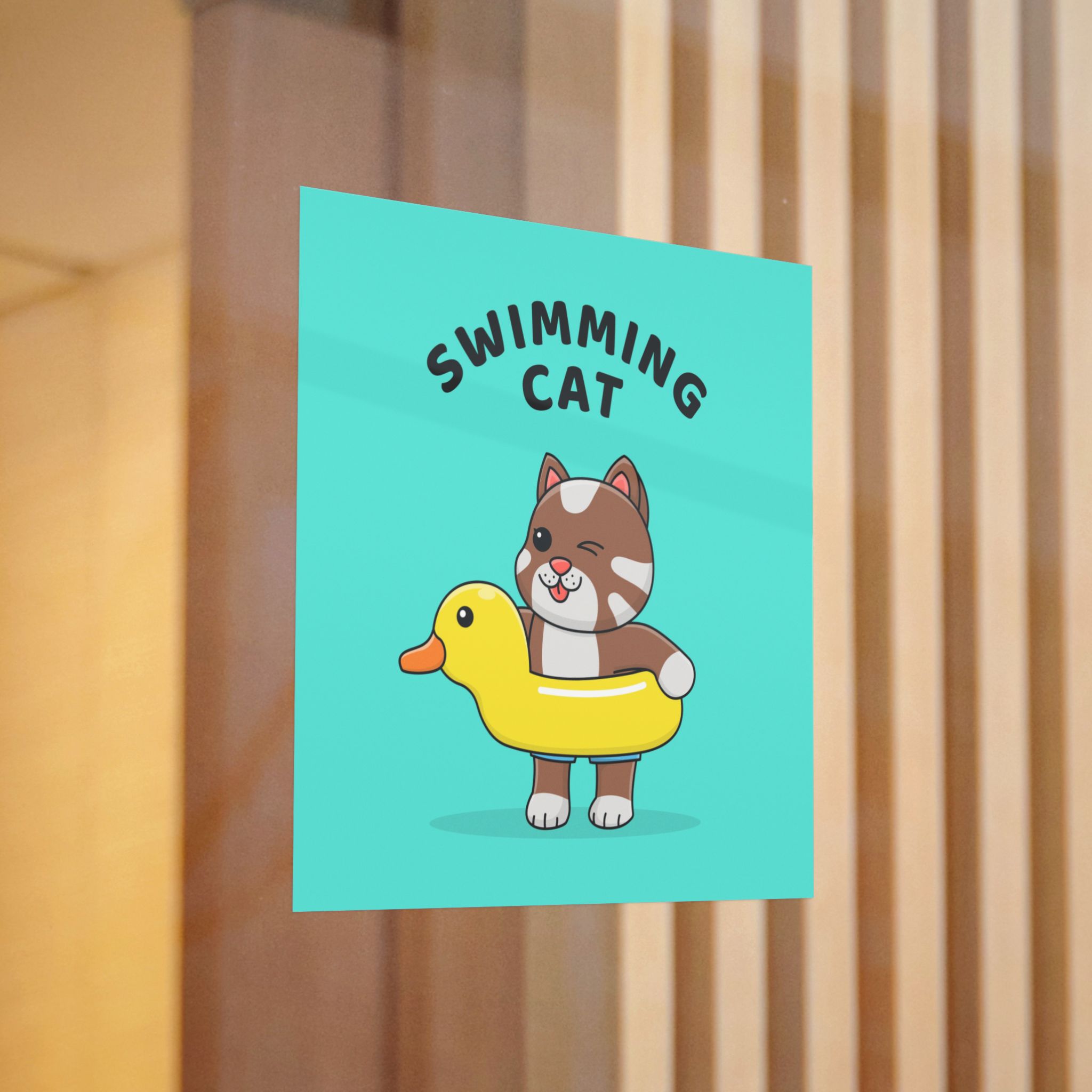 Cute Cat With Rubber Duck Float Die Cut Stickers Dtf - Image 12