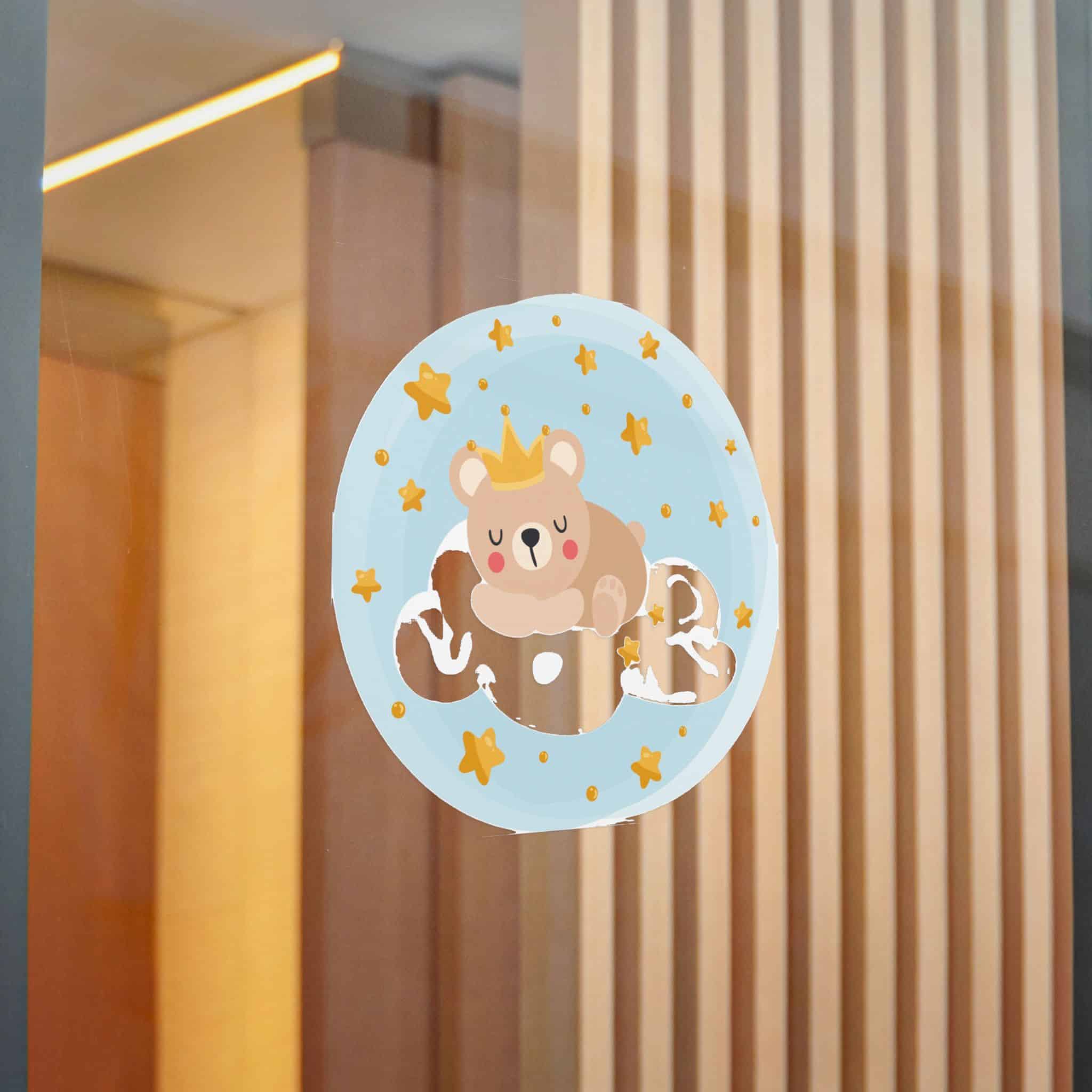 Round Illustration Sweet Dreams With Teddy Bear Prince Sleeping On Cloud Die Cut Stickers Dtf - Image 22