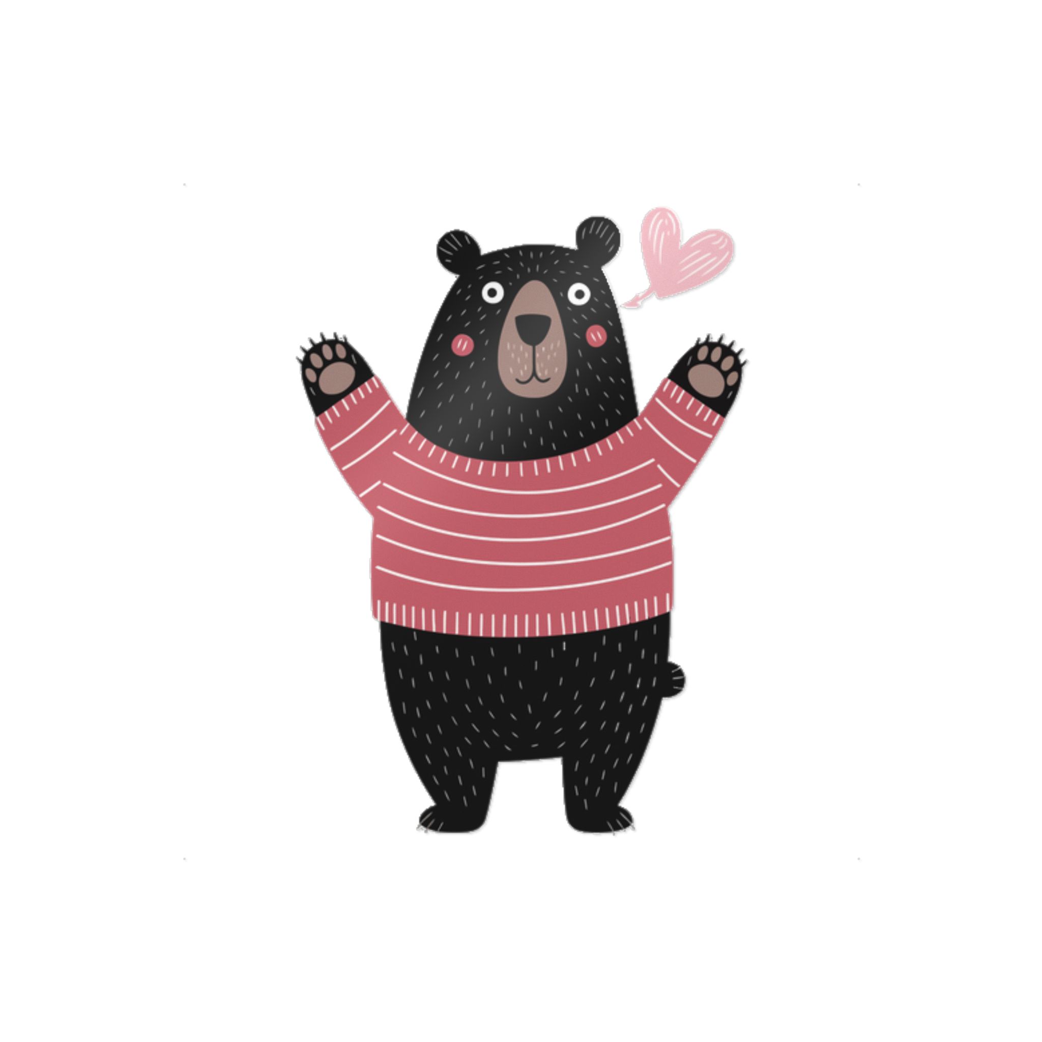 Cute Cartoon Black Bear Isolated White Background Die Cut Stickers Dtf