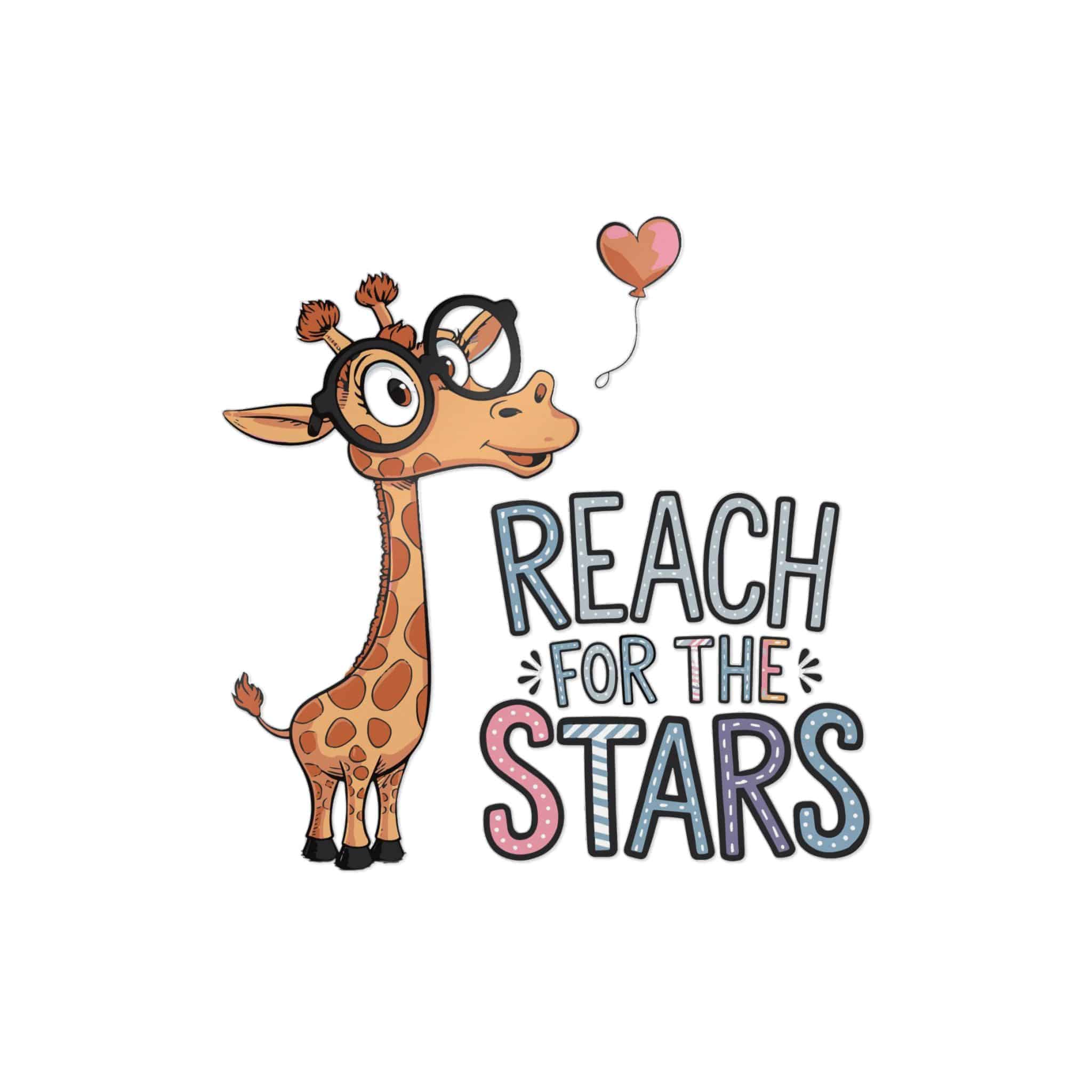 Reach Stars T Shirt Design Cool Giraffe With Glasses Die Cut Stickers Dtf - Image 13
