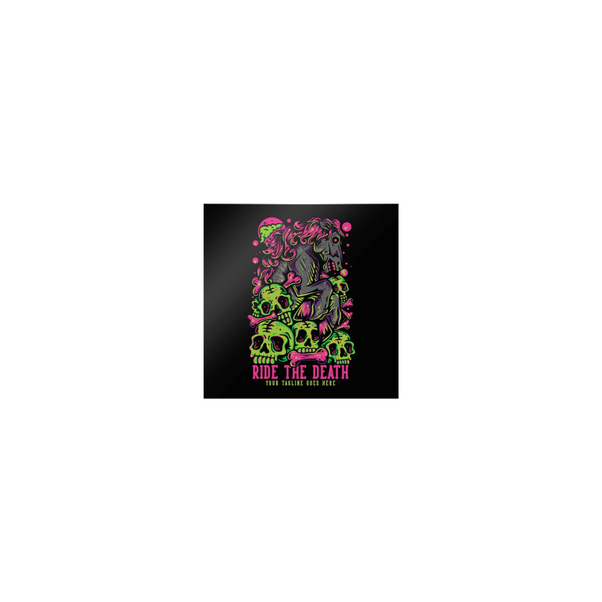 T Shirt Design Ride Death With Muscular Horse Skulls With Black Background Vintage Die Cut Stickers Dtf - Image 17